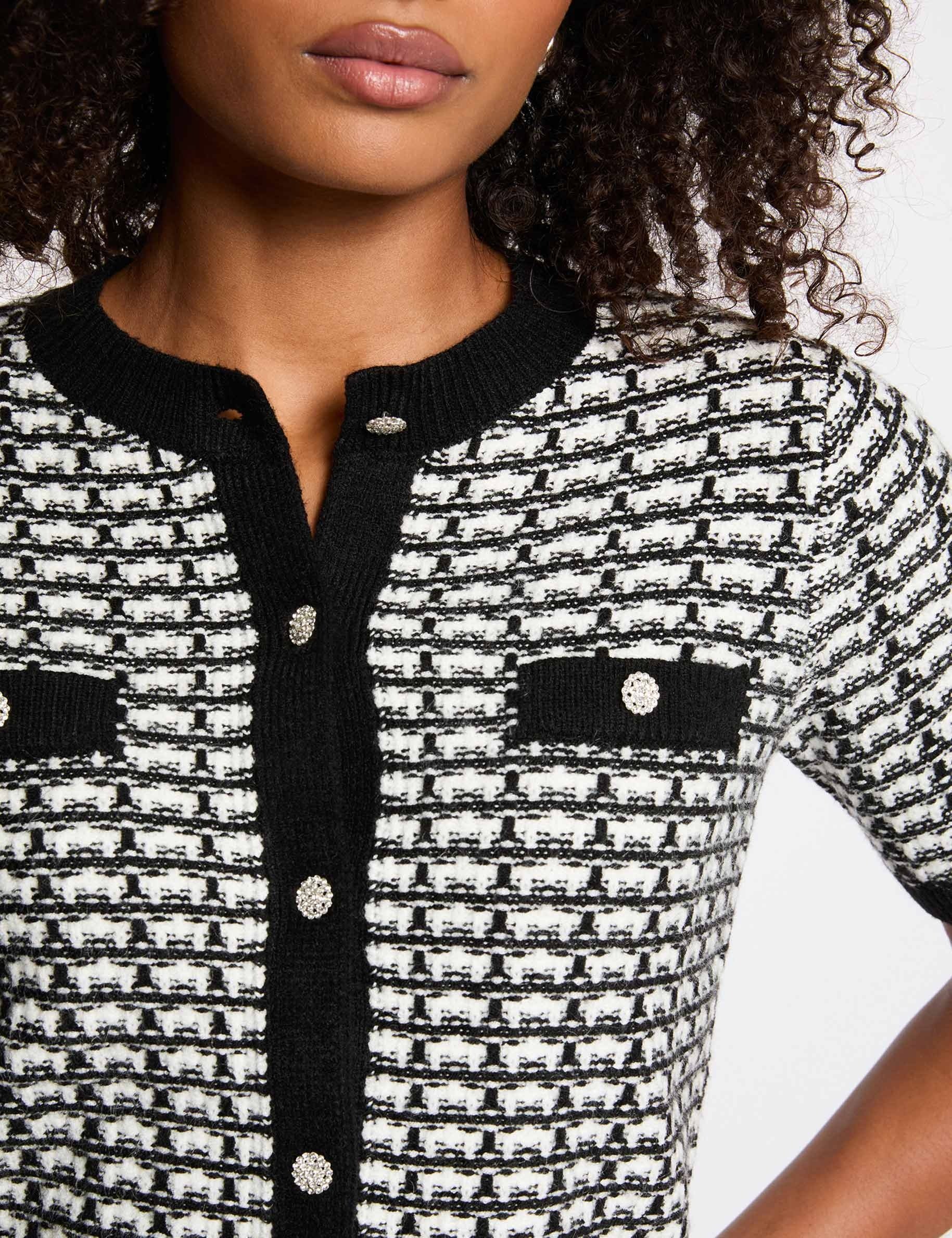 Gilet manches courtes imprim&eacute; noir femme