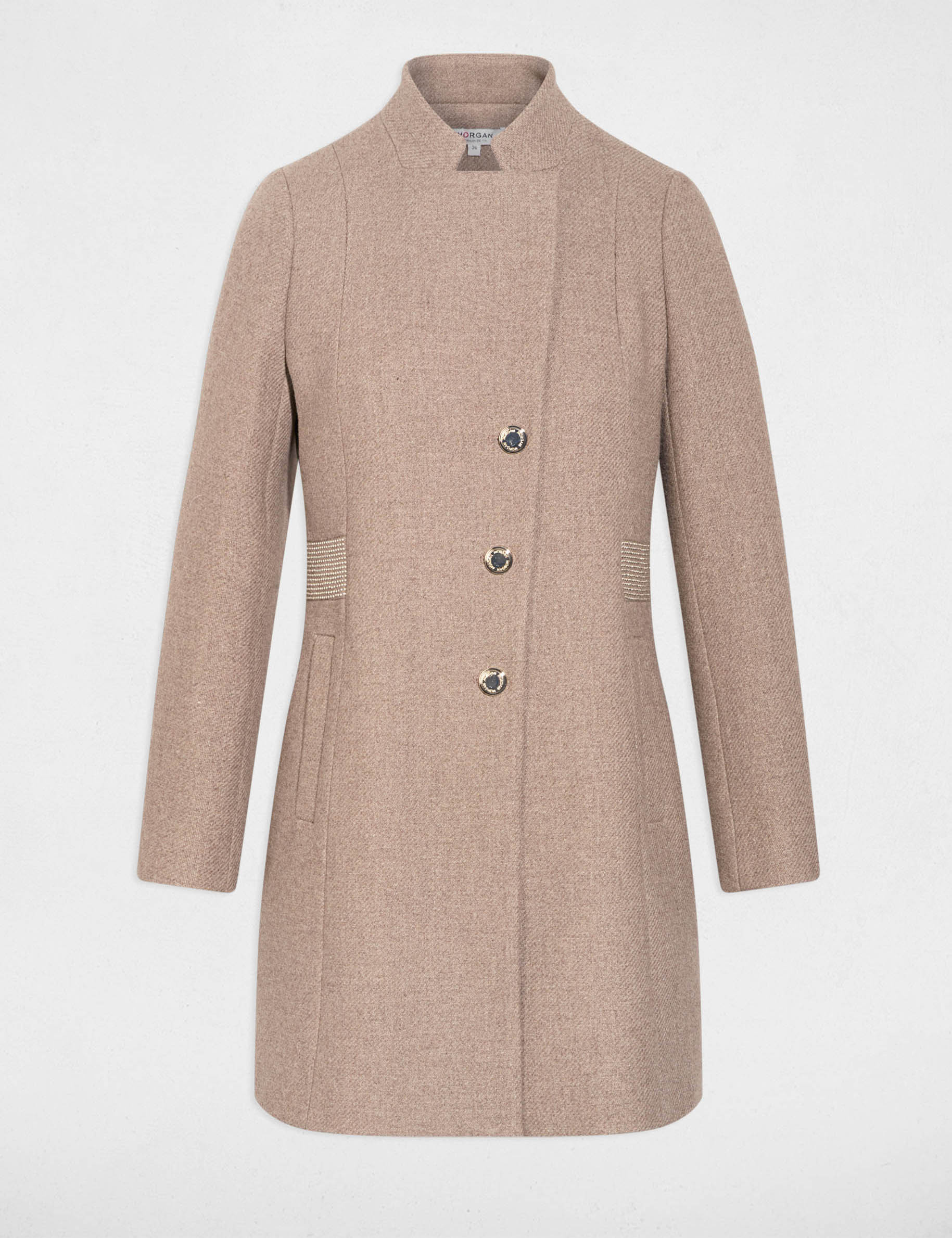 manteau ajuste strass beige femme Manteau ajusté strass beige femme