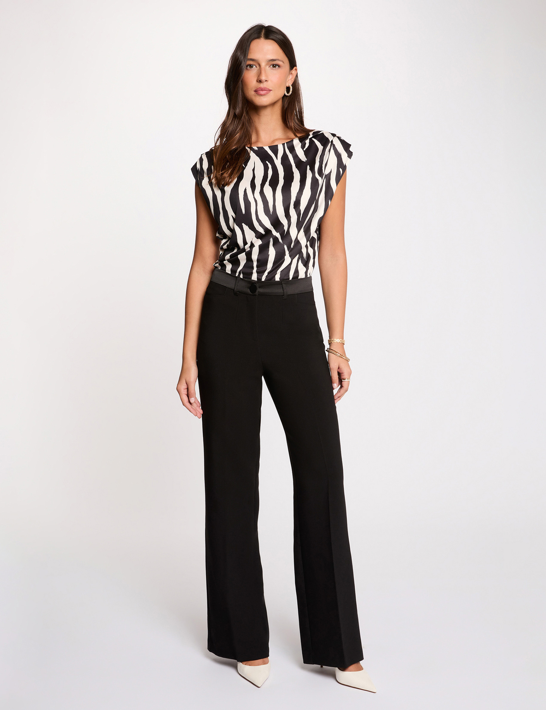 Nauwsluitend mouwloos T-shirt meerkleurig vrouw