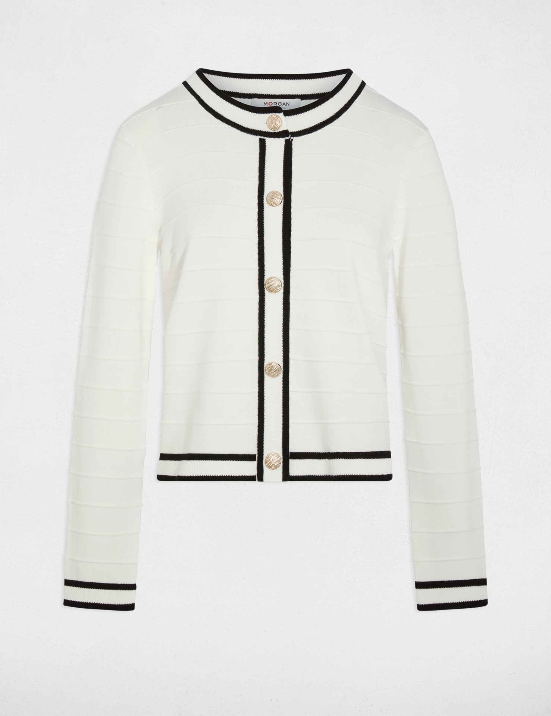 Gilet ajust&eacute; col rond blanc femme