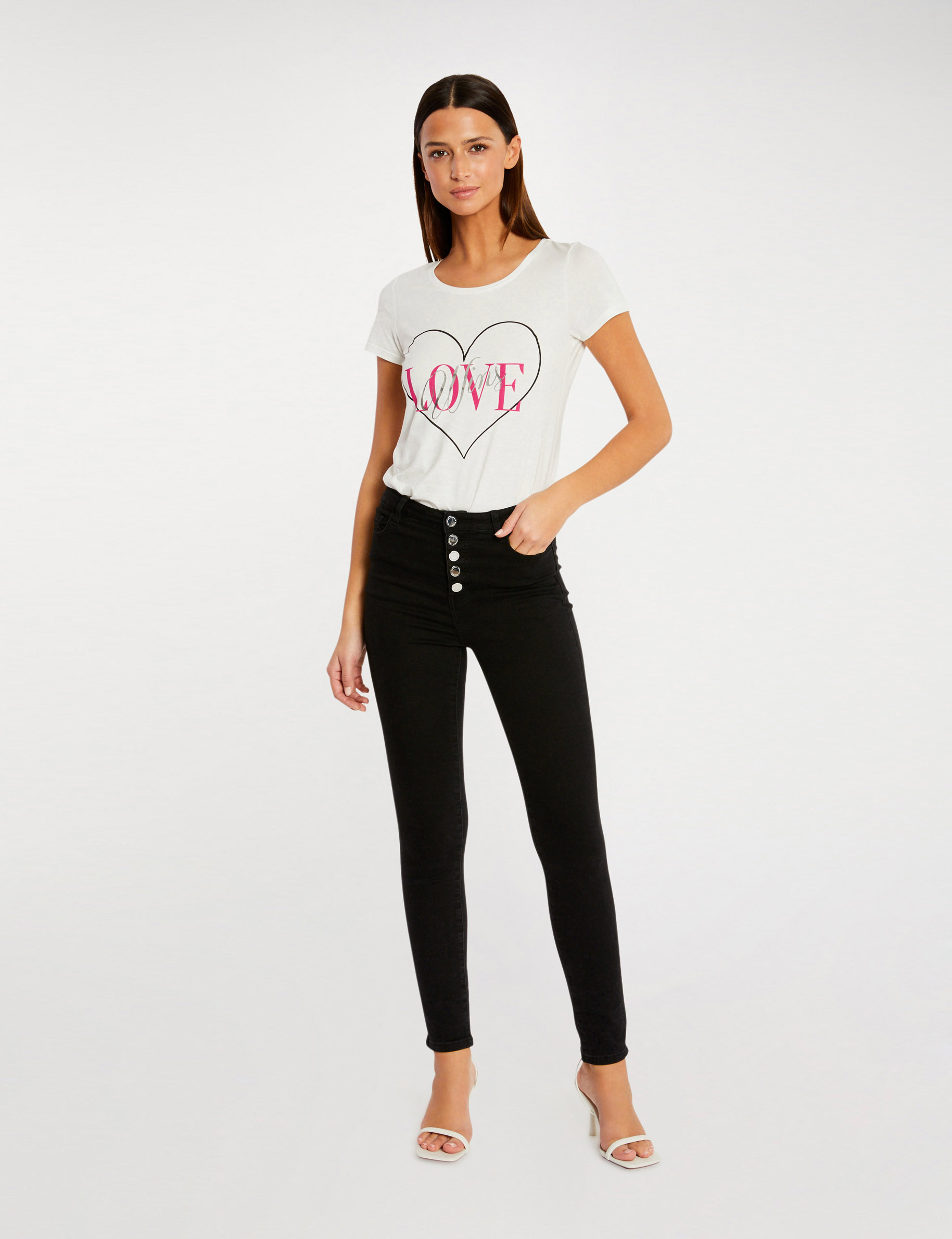 t shirt korte met mouwen ecru vrouw T-shirt korte met mouwen ecru vrouw