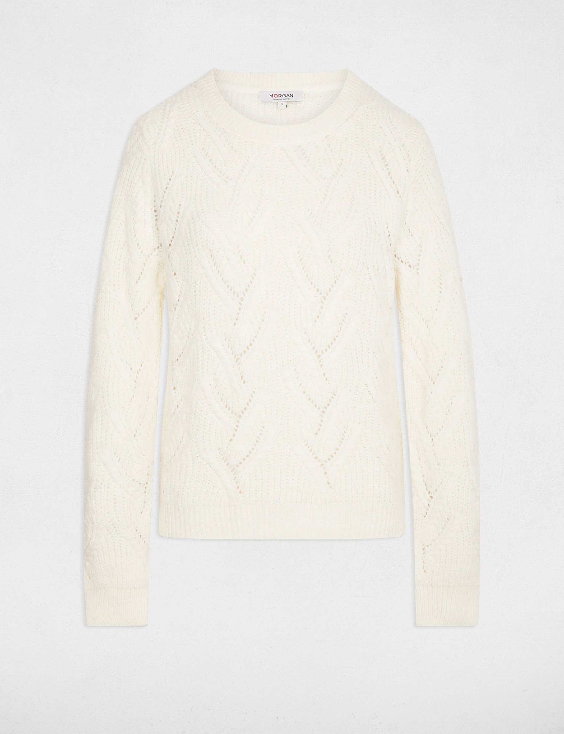 pull maille fantaisie ivoire femme ivoor vrouw