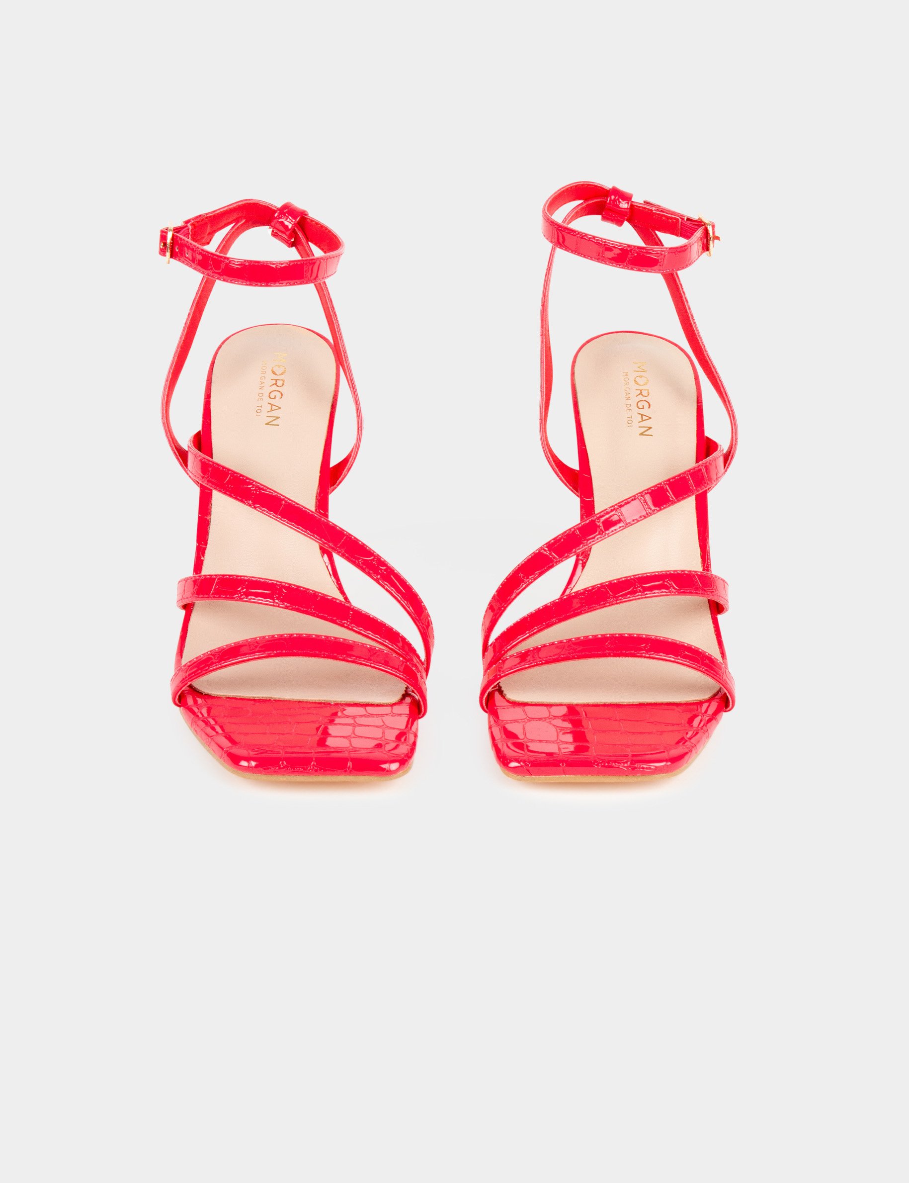 Gelakte sandalen met krokodillenhakken medium rood vrouw