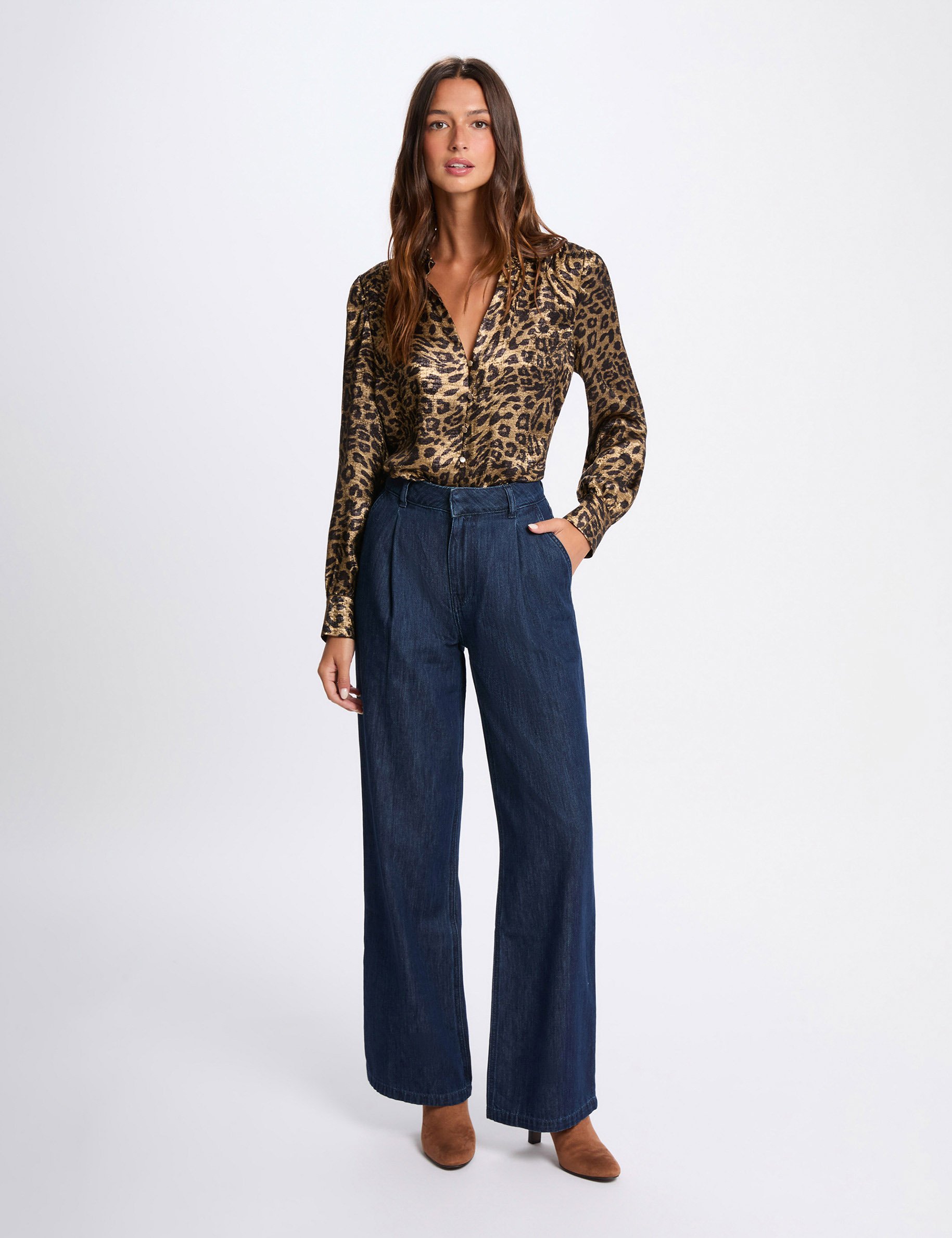 Chemise fluide imprimée multicolore femme