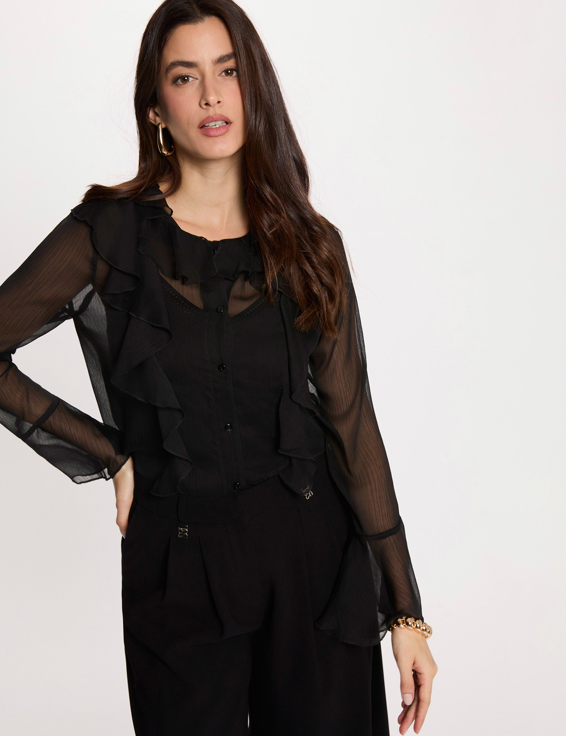 Chemise fluide noir femme