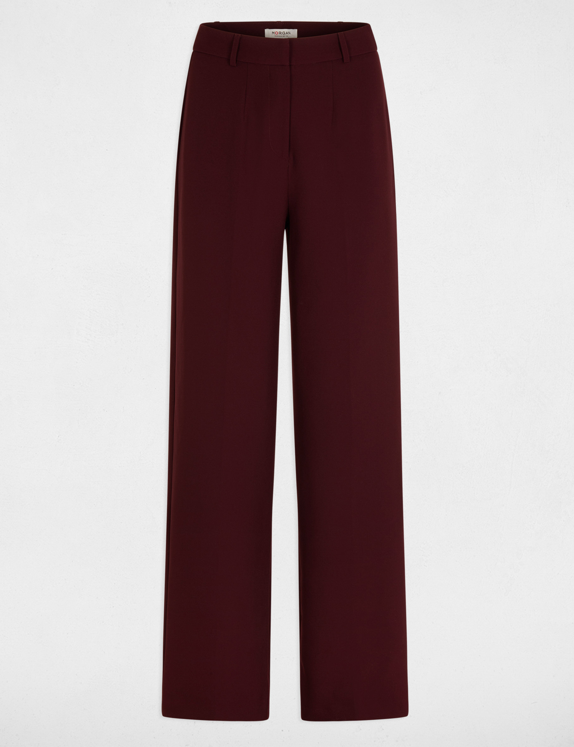 Pantalon droit &agrave; pinces prune femme