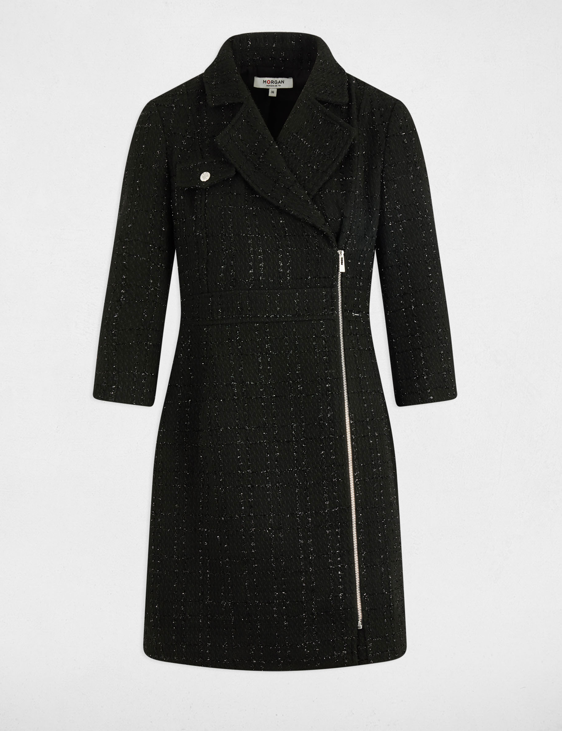 Korte tweed jurk zwart vrouw