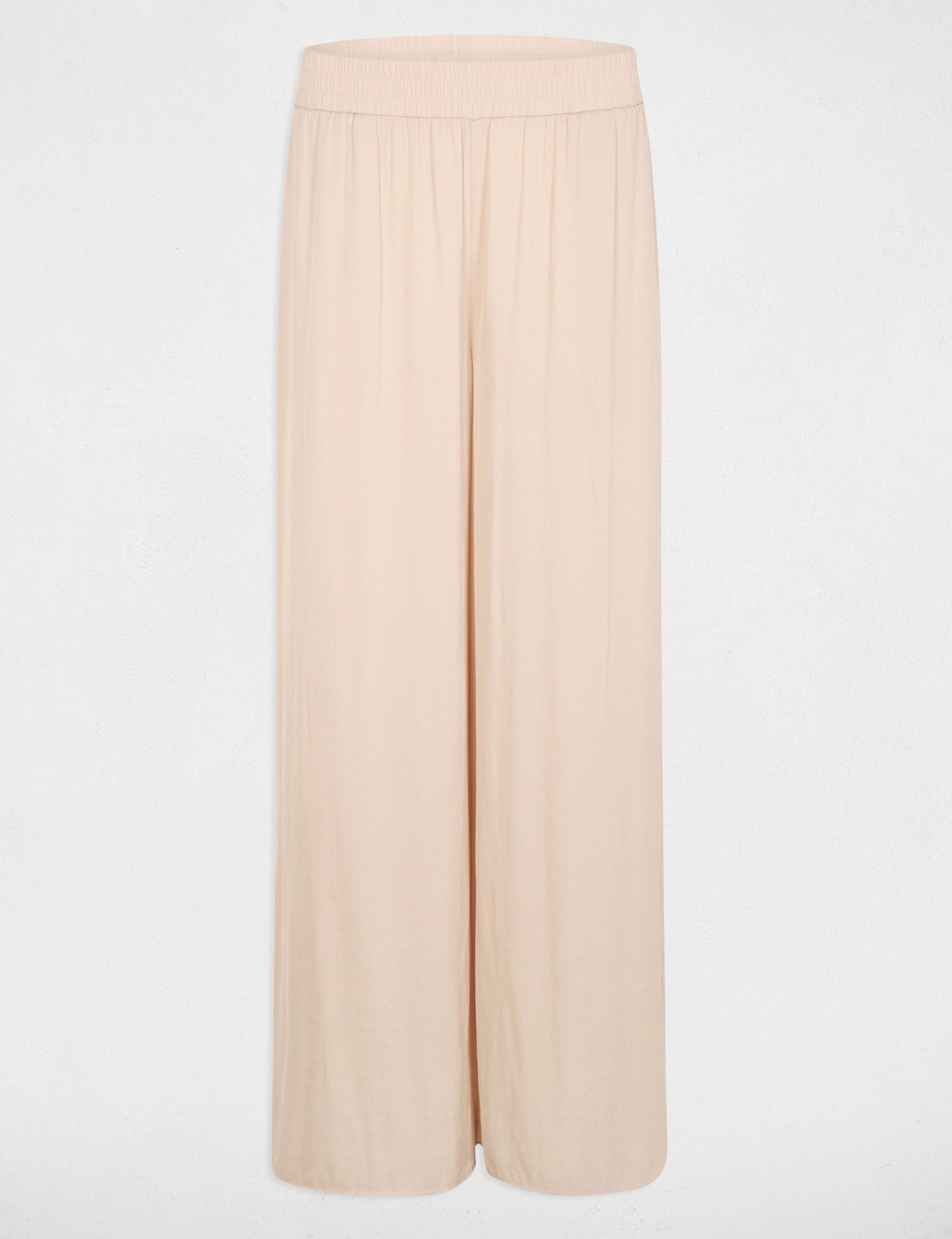 Pantalon large fluide beige clair femme