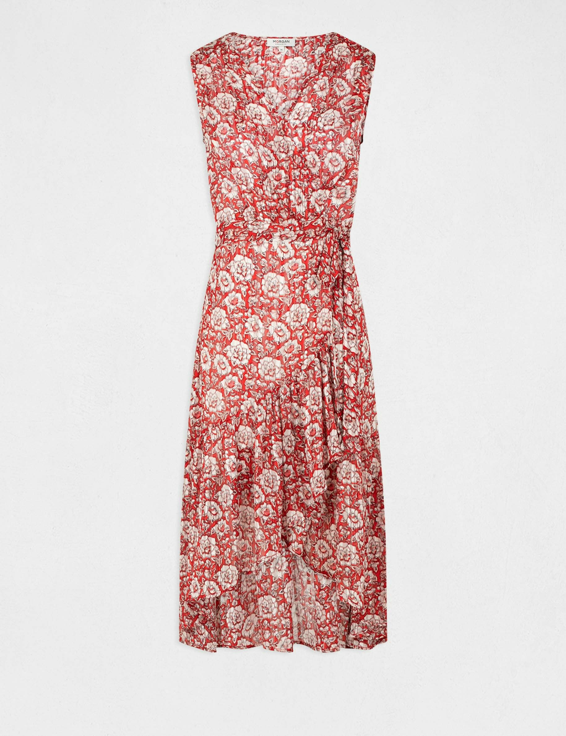 Robe longue portefeuille imprimé floral multico femme
