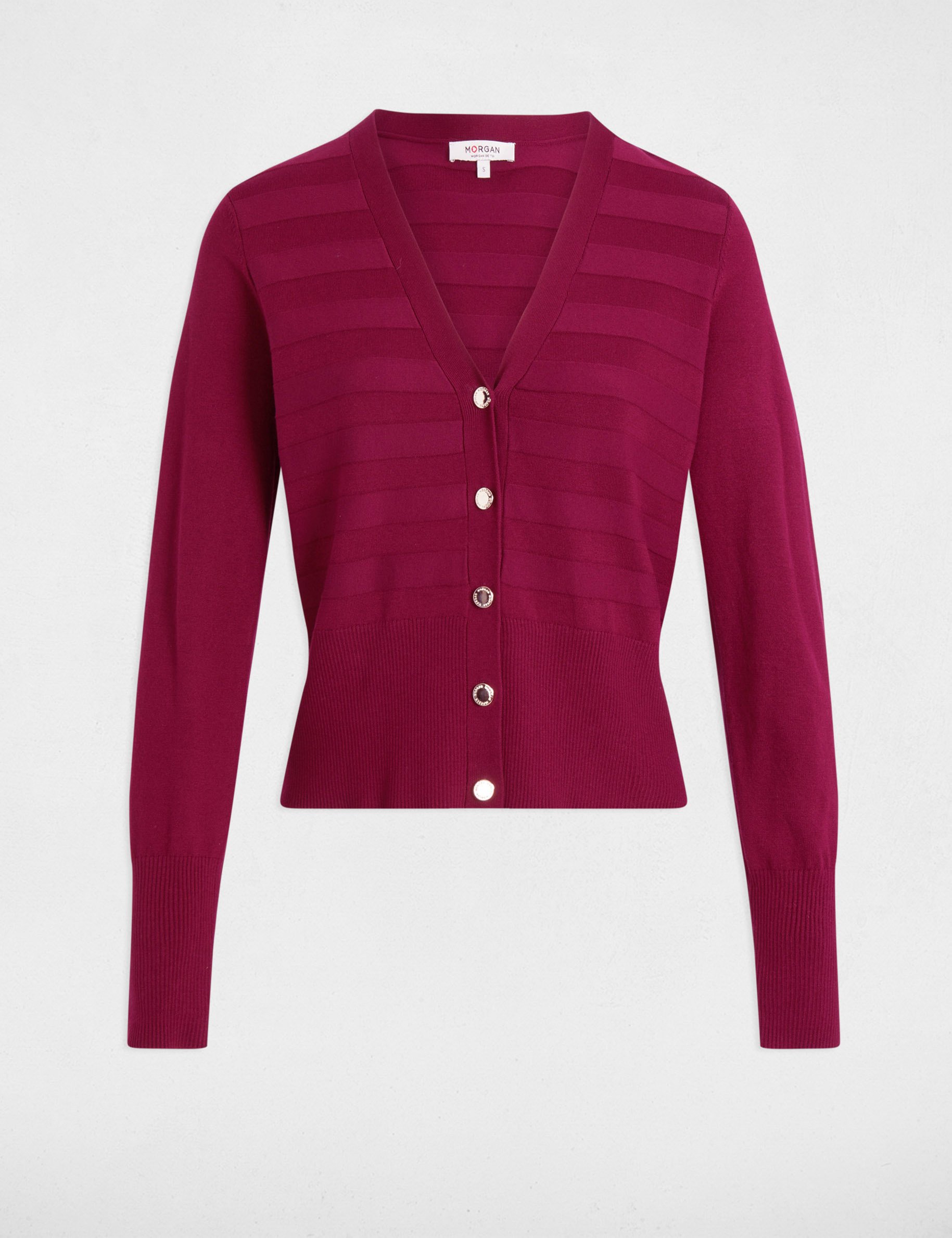 Gilet manches longues prune femme