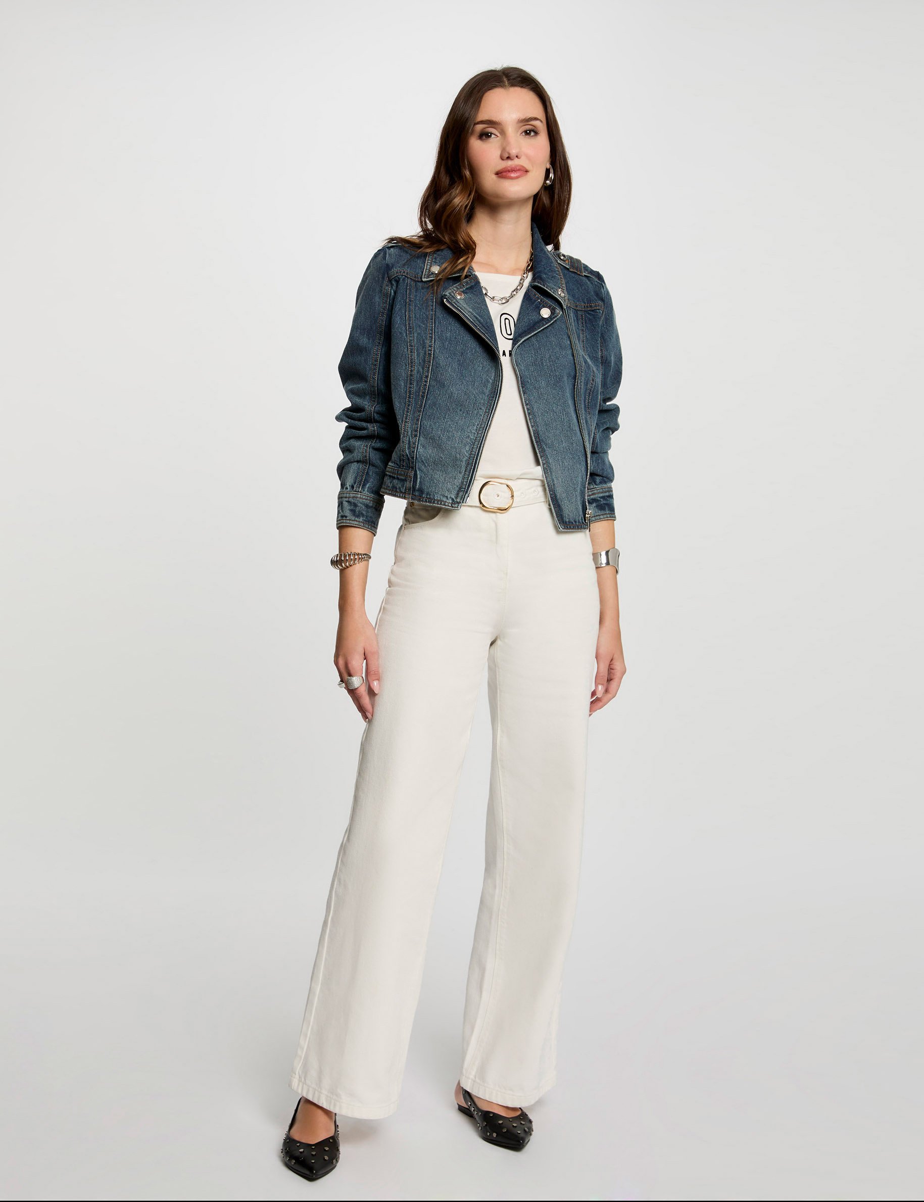 veste courte en jean denim stone femme Veste courte en jean denim stone femme
