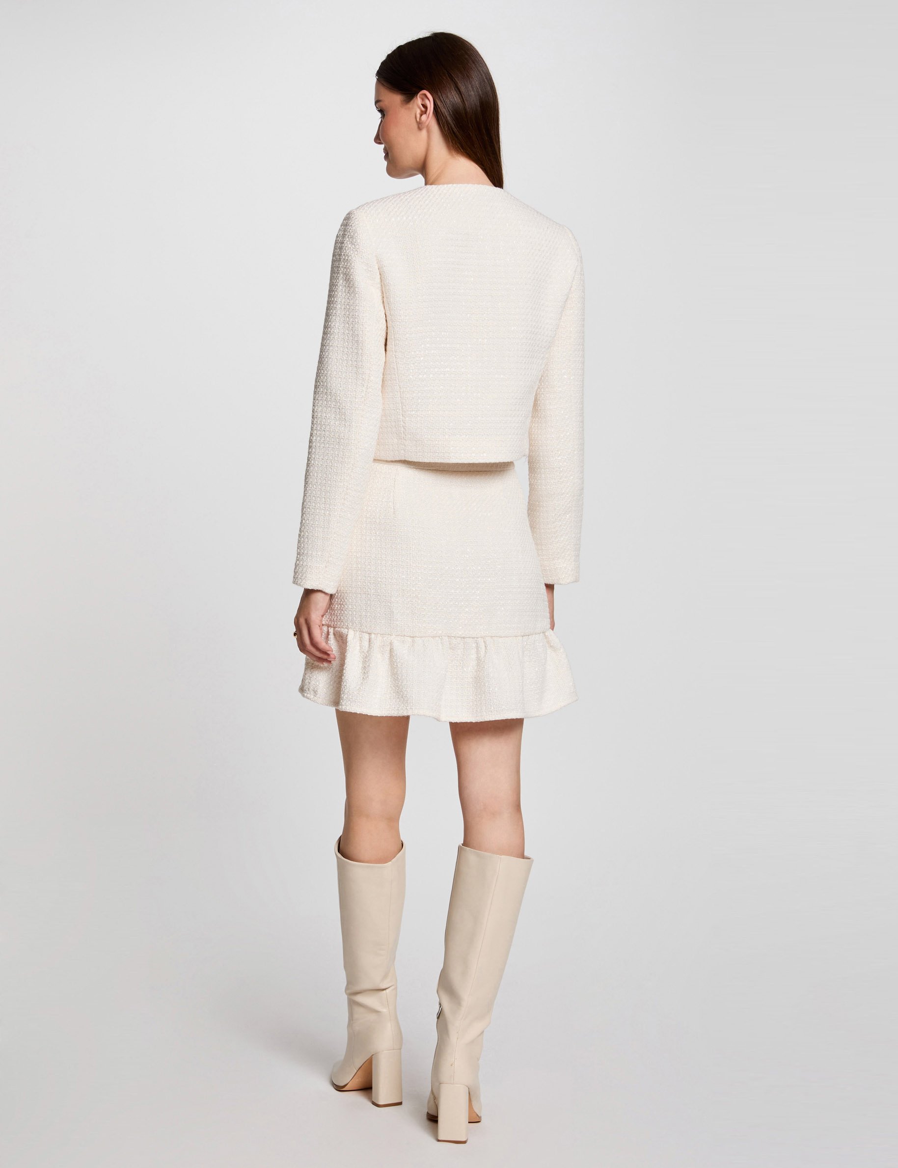 jupe courte tweed ivoire femme Jupe courte tweed ivoire femme