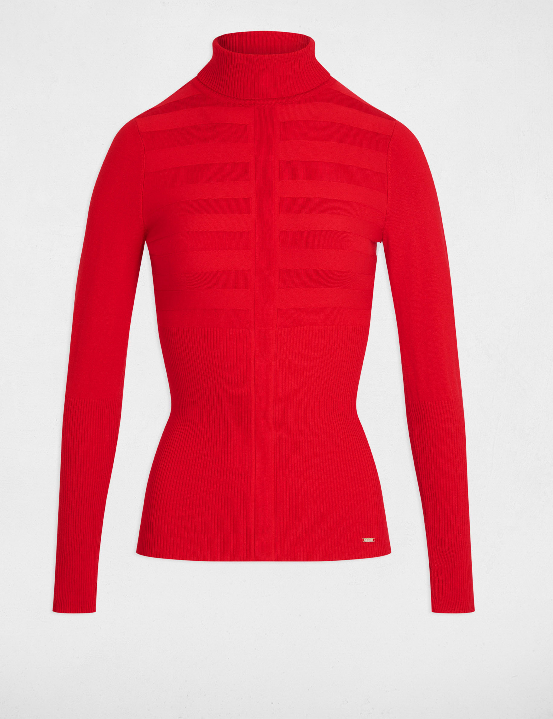 pull col roule ajuste rouge femme Pull col roulé ajusté rouge femme
