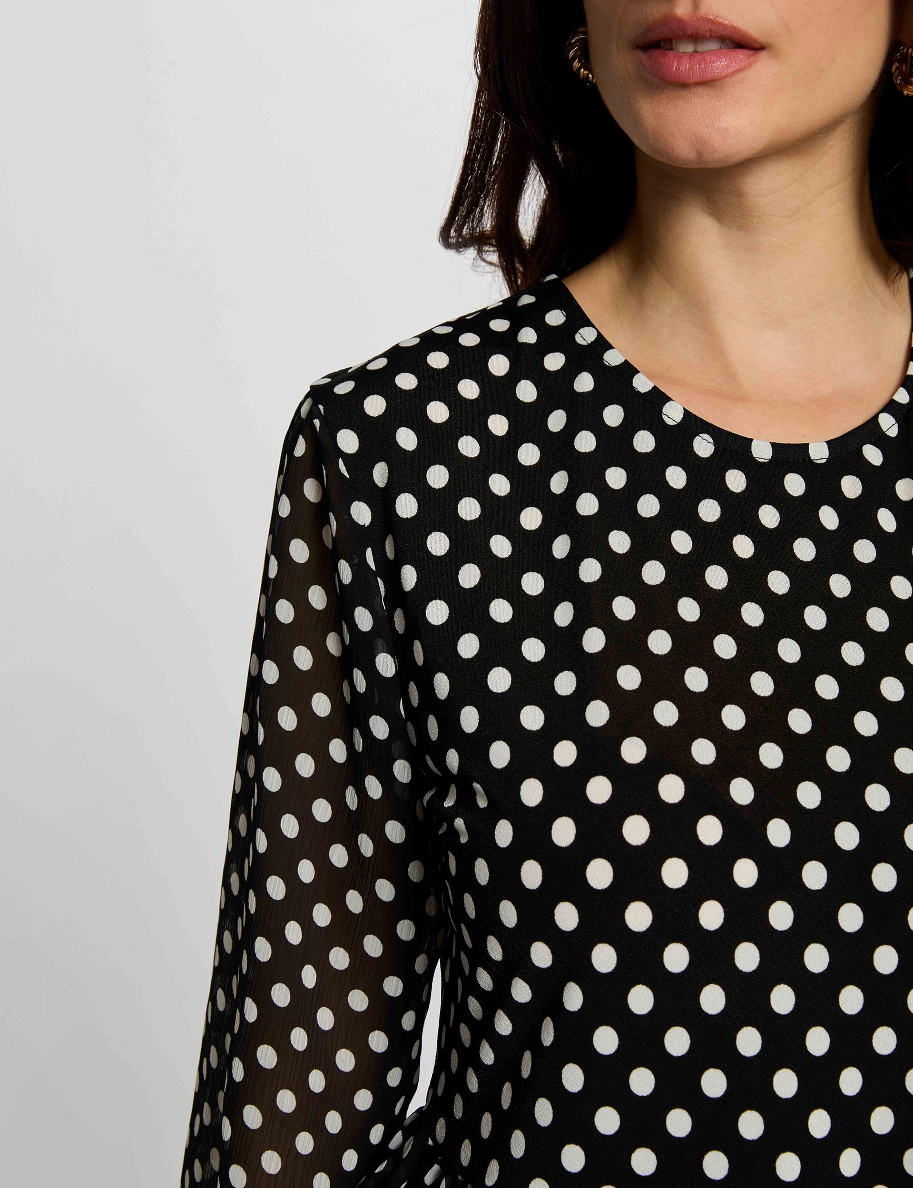 T-shirt voile col rond noir femme