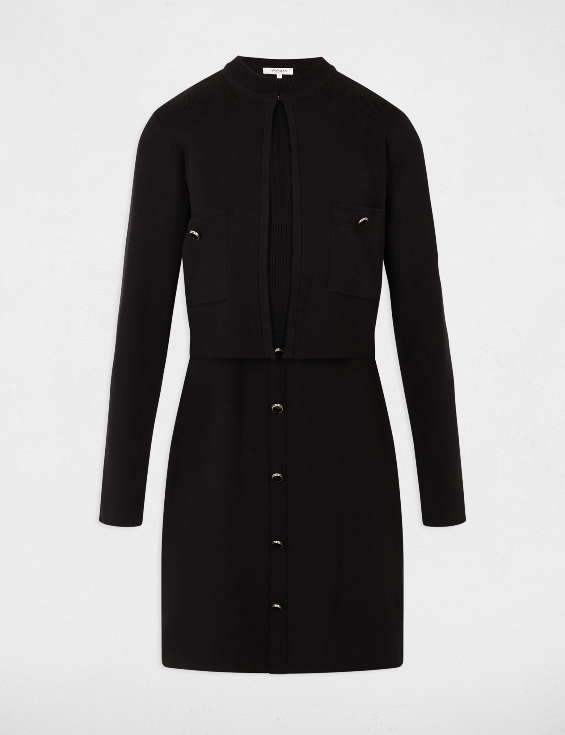 Robe courte effet 2-en-1 noir femme