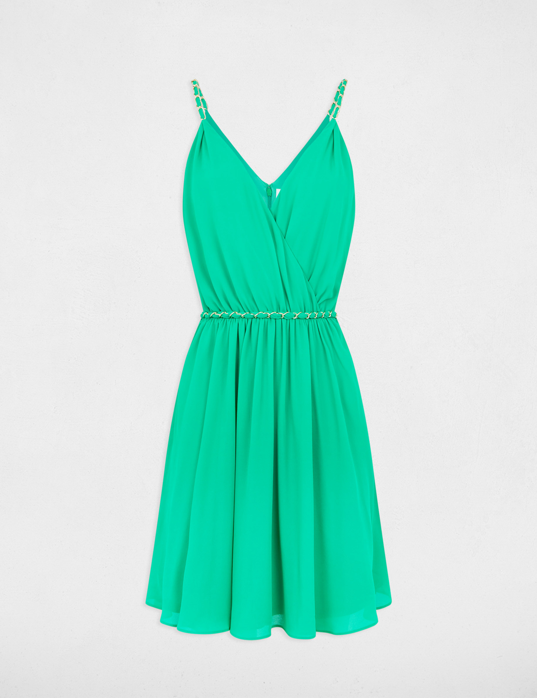 Korte soepelvallende jurk groen vrouw