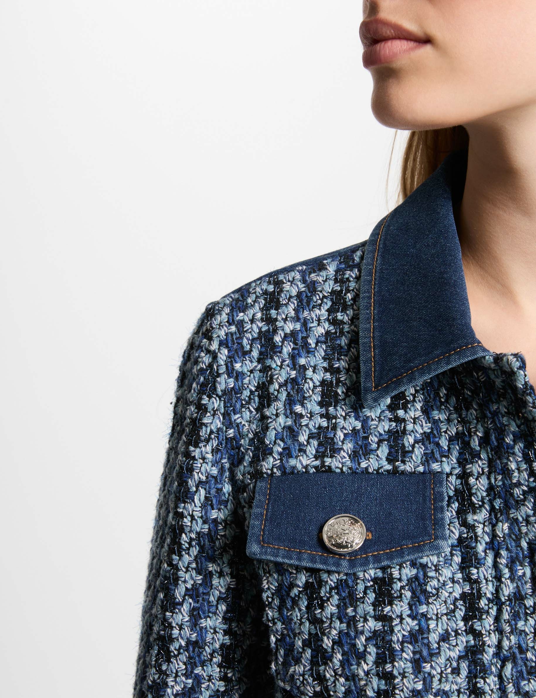 Korte tweed jas meerkleurig vrouw