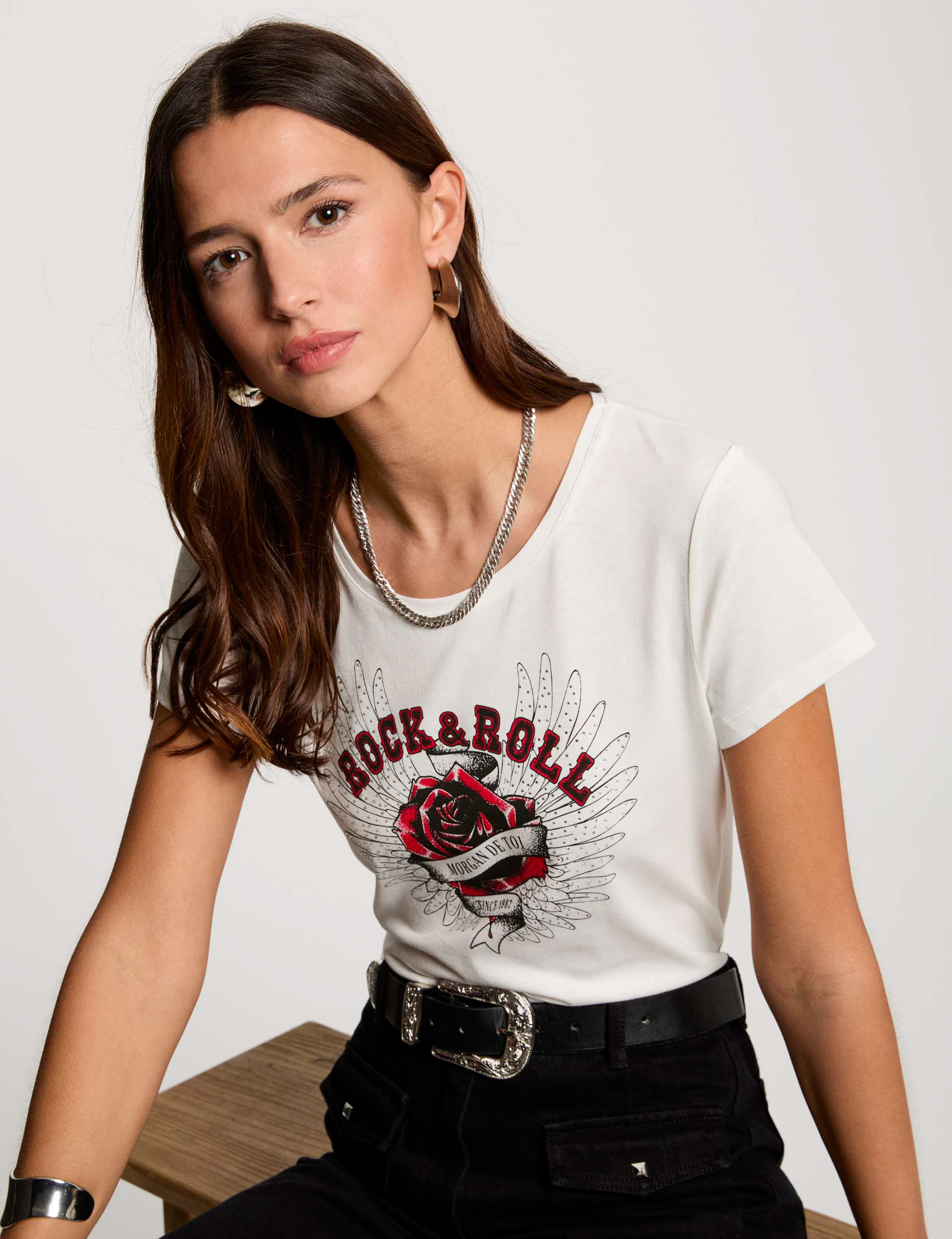 t shirt met opschrift helder wit vrouw T-shirt met opschrift helder wit vrouw