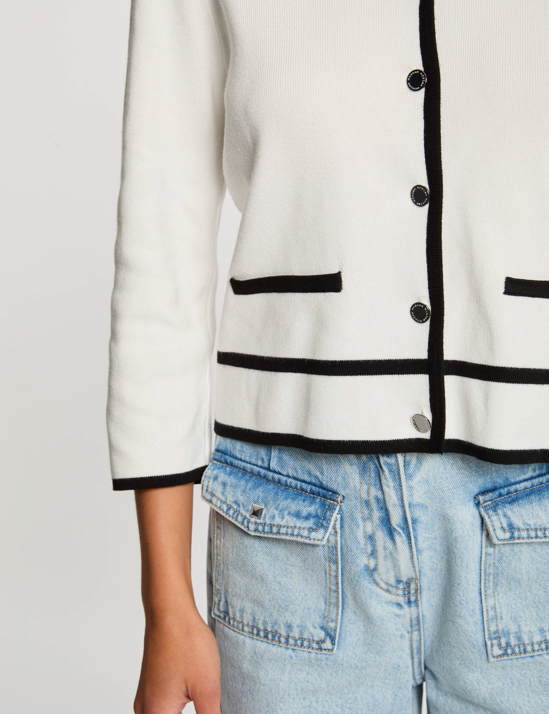 gilet manches 34 blanc femme Gilet manches 3/4 blanc femme
