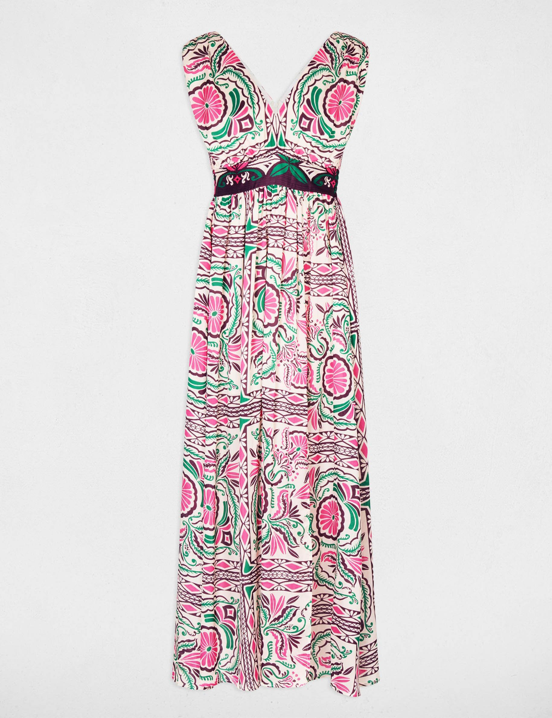 Robe longue ajust&eacute;e multicolore femme