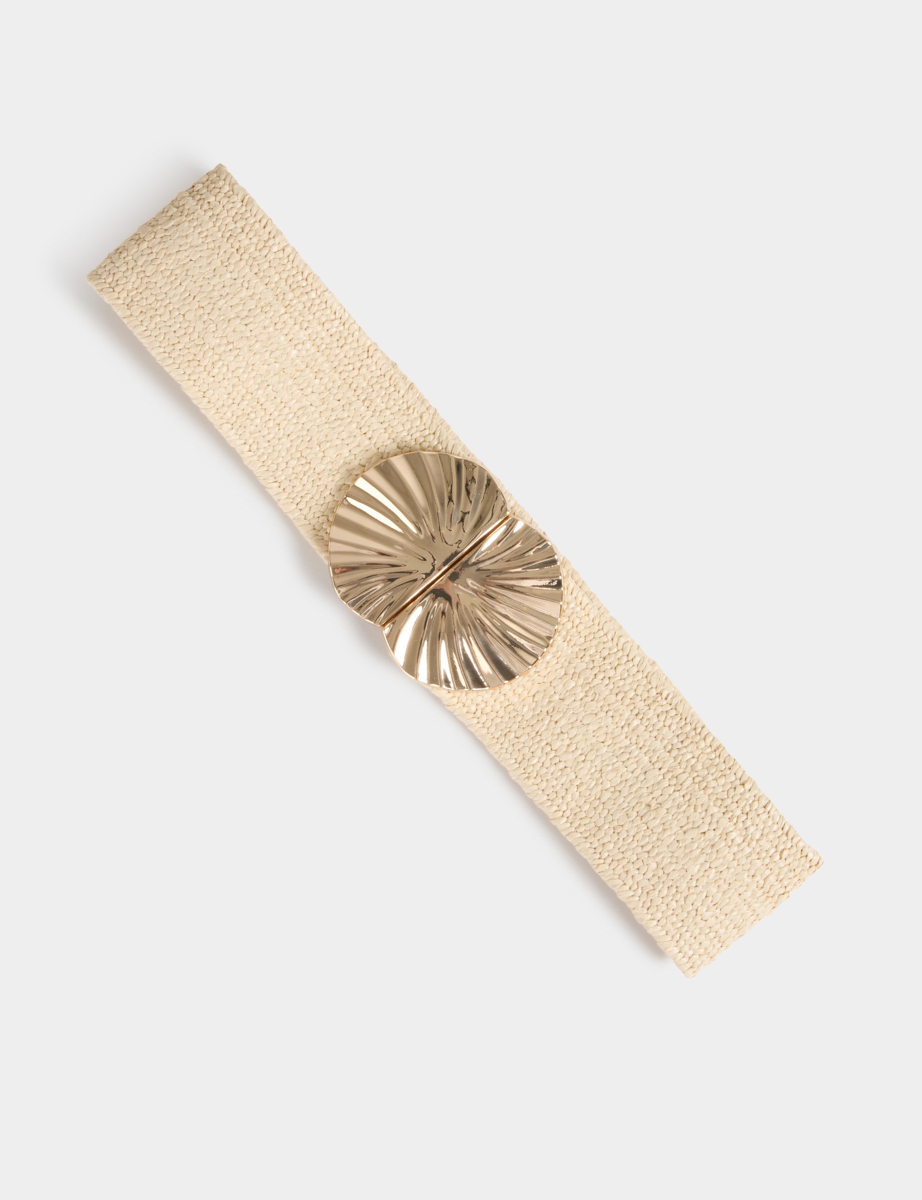 Brede elastische riem beige vrouw