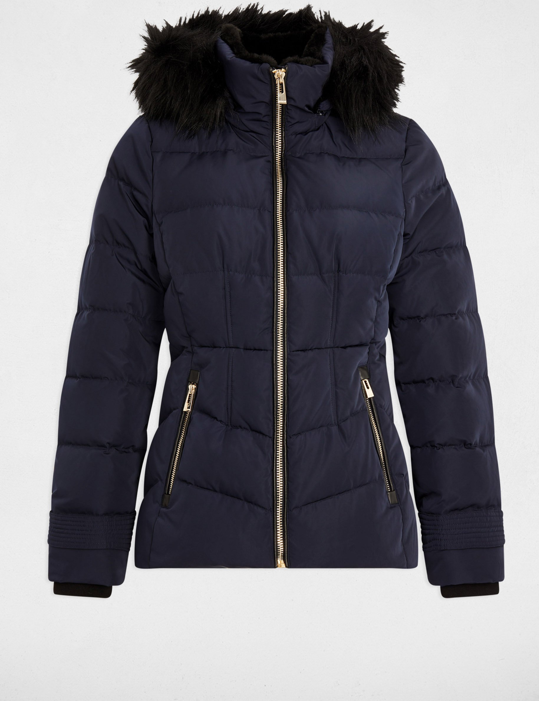 Doudoune courte ajustée bleu marine femme