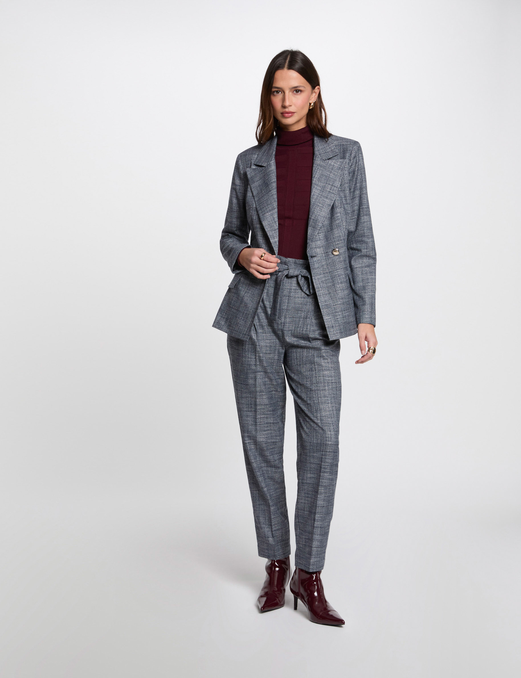 veste courte a carreaux bleu marine femme Veste courte à carreaux bleu marine femme