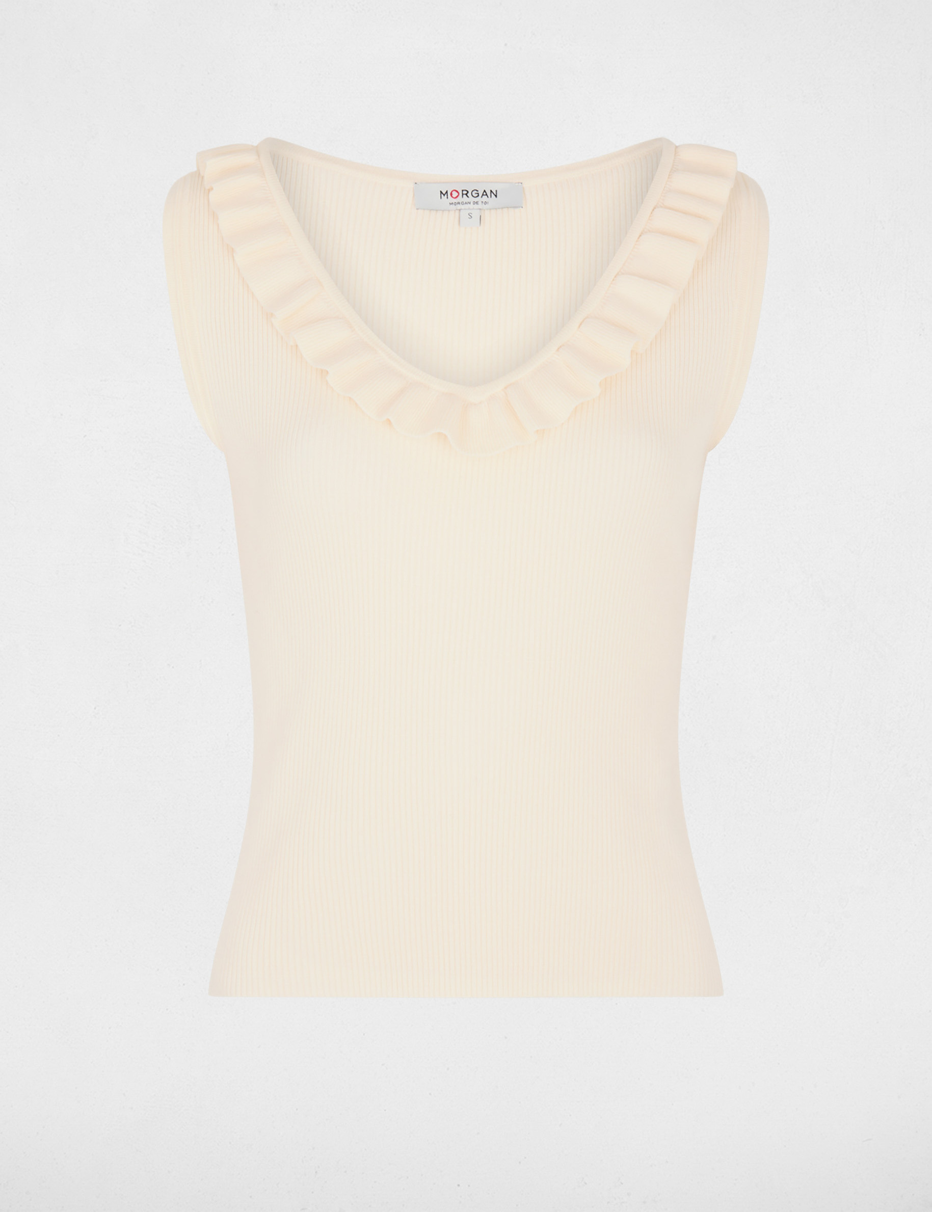 Getailleerde V-hals top ivoor vrouw