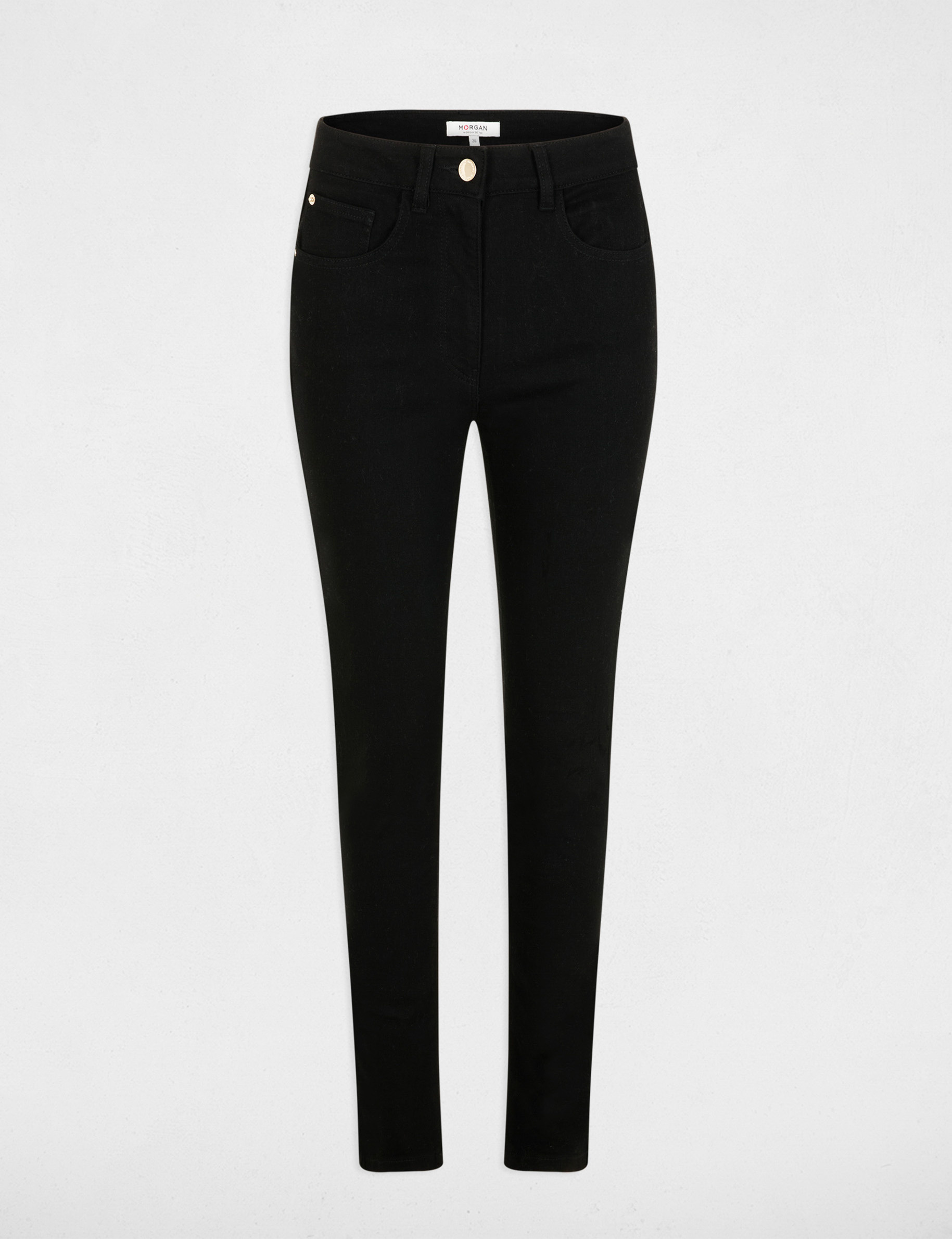 Hoge taille skinny jeans denim zwart vrouw