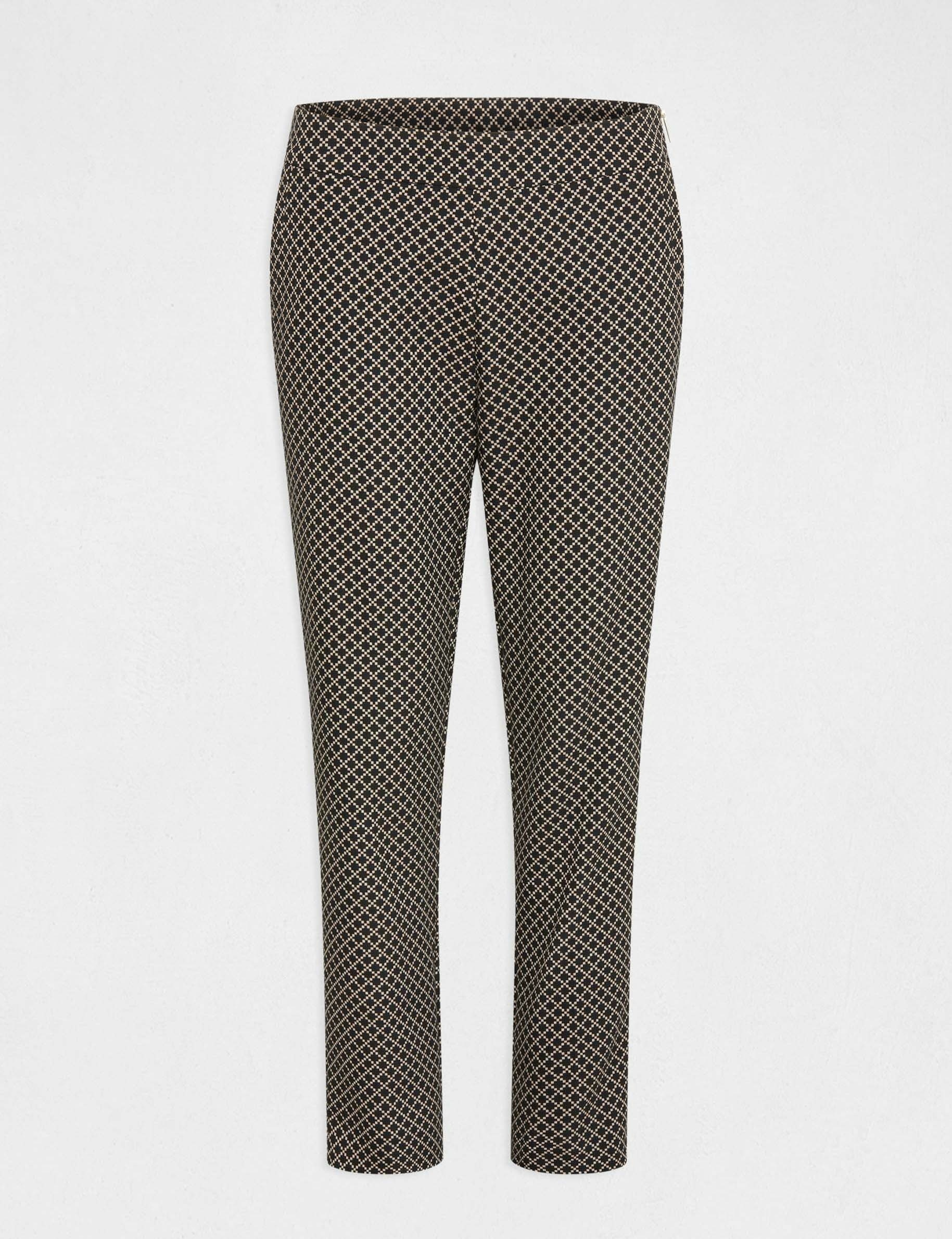 Pantalon cigarette 7/8ème imprimé noir femme