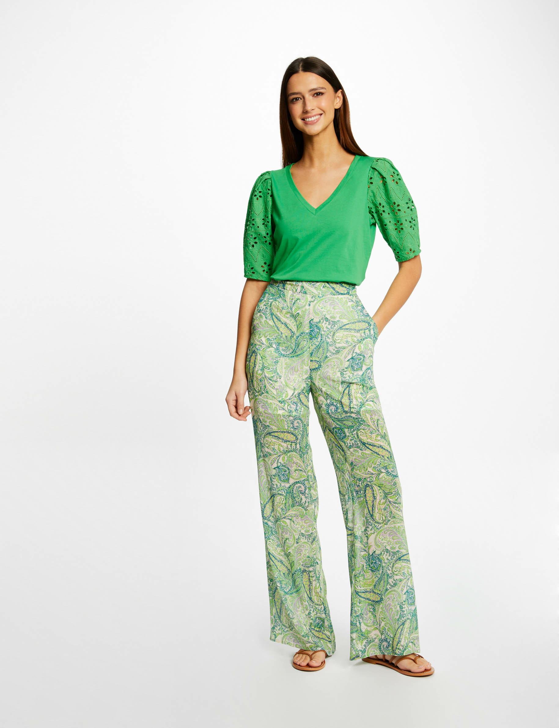 T-shirt à manches courtes vert femme