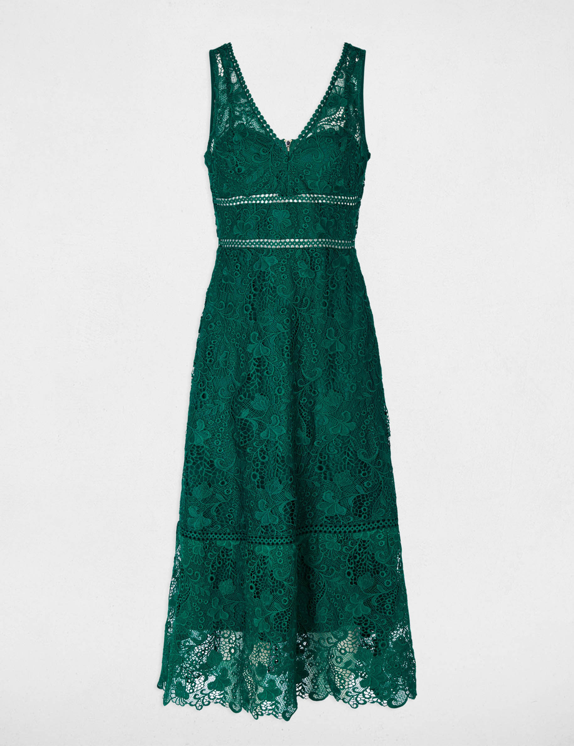Robe longue dentelle vert femme