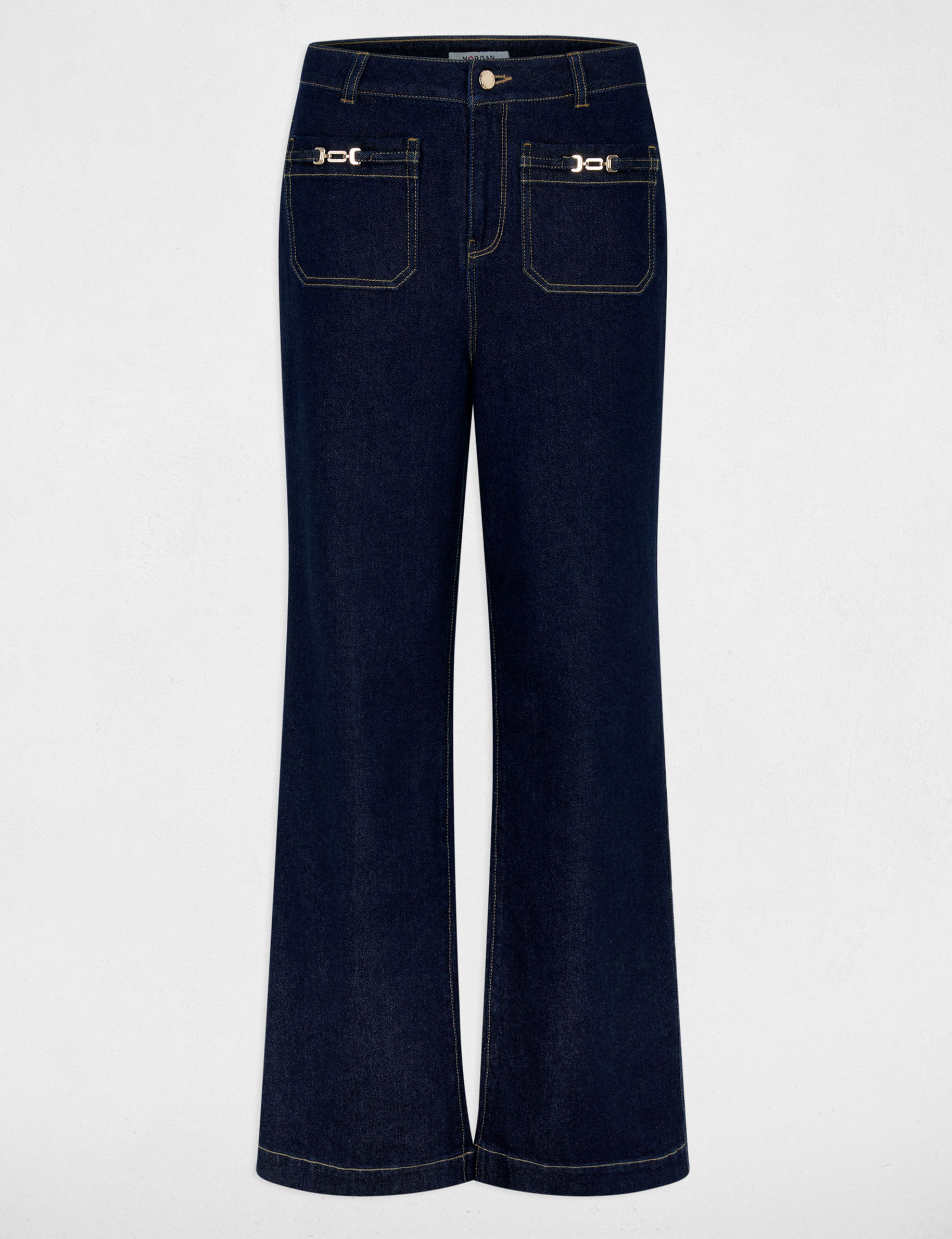 Jeans large avec ornements denim brut femme
