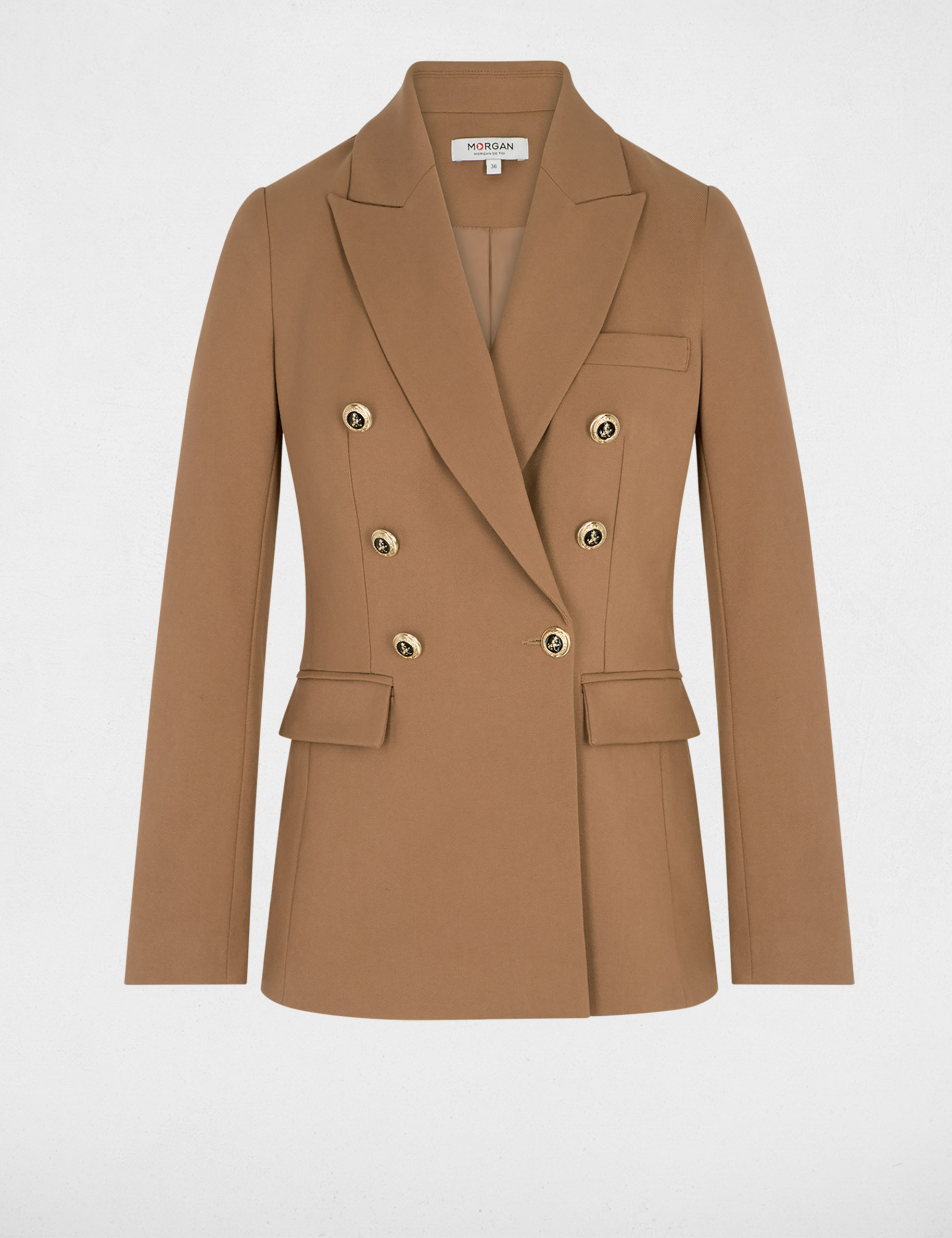 Blazer ajust&eacute; manches longues marron femme