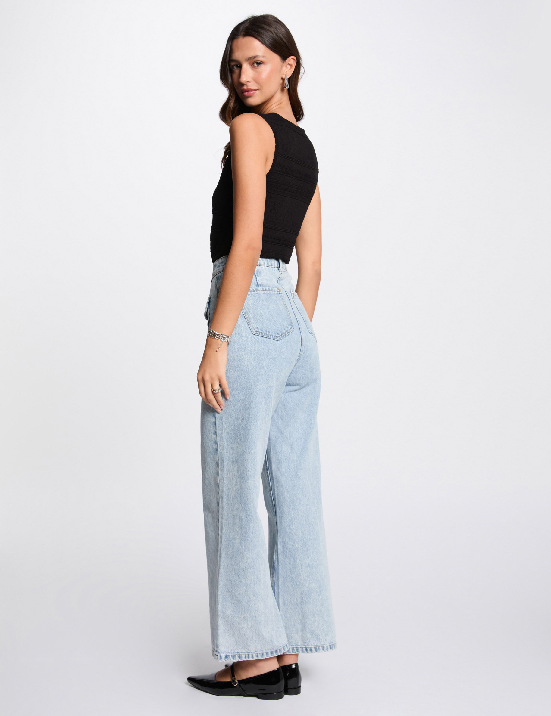 gebreide top met v hals zwart vrouw Gebreide top met V-hals zwart vrouw