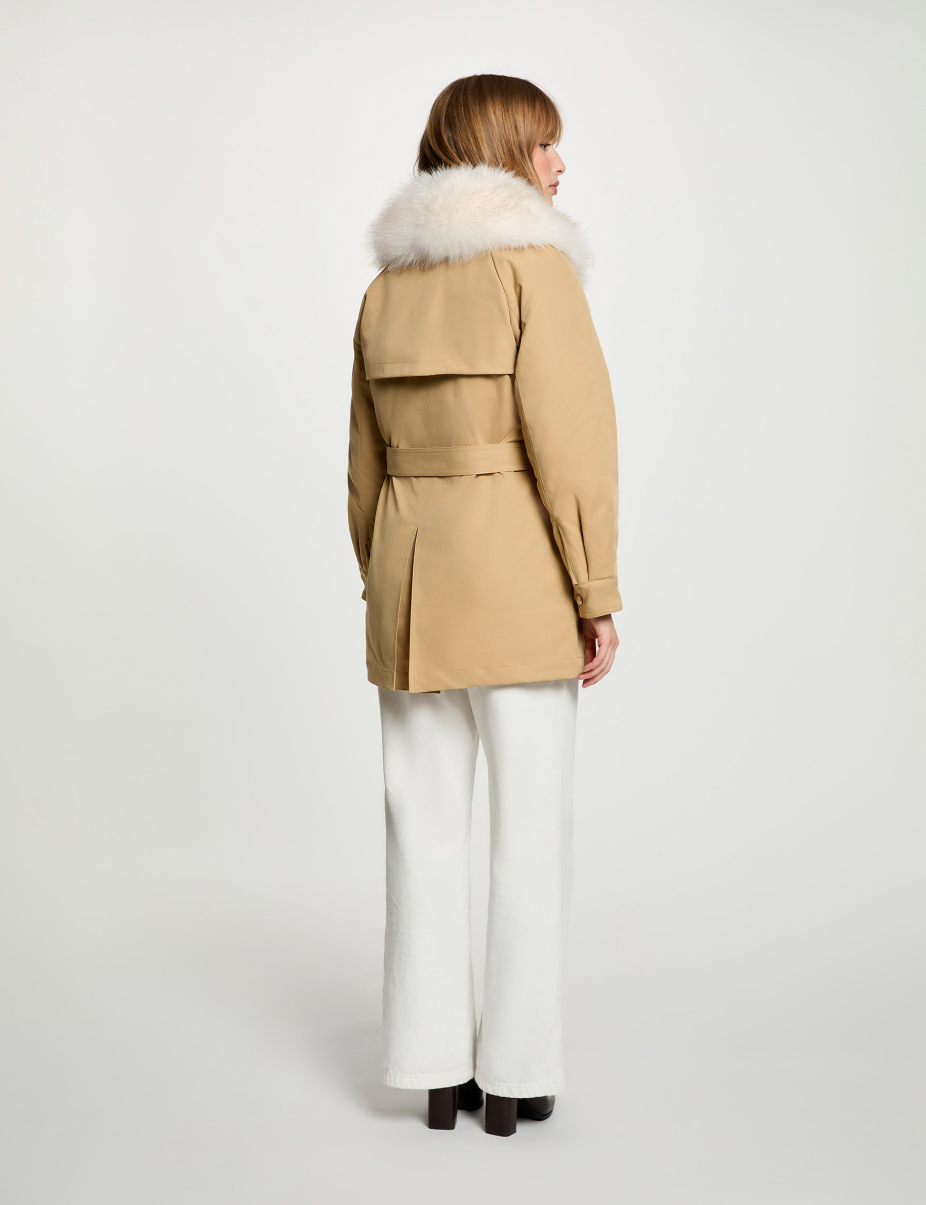 Parka met opstaande kraag beige vrouw