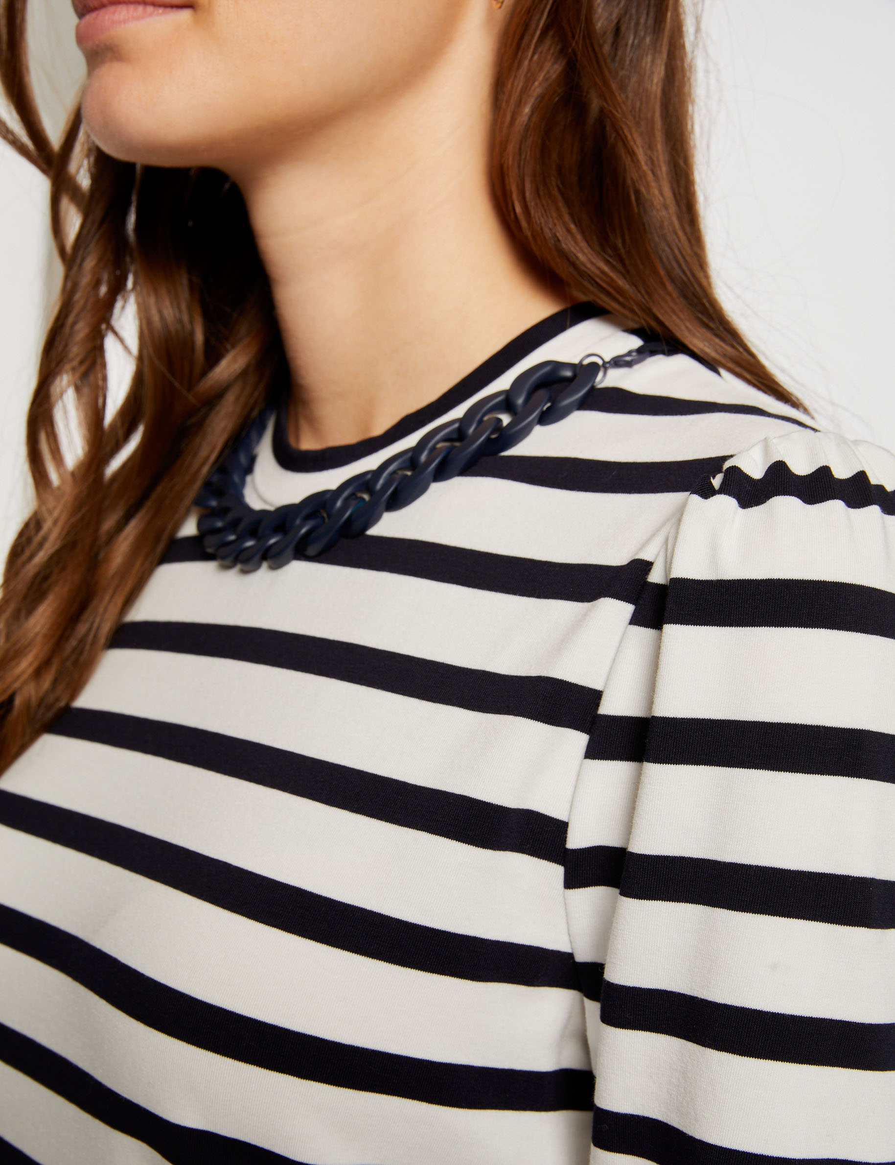 T-shirt manches 3/4 rayures ecru femme
