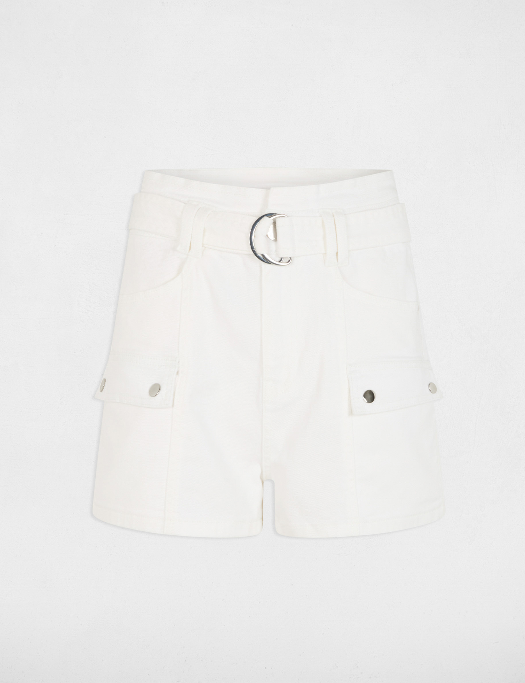 Acid wash denim short ecru vrouw