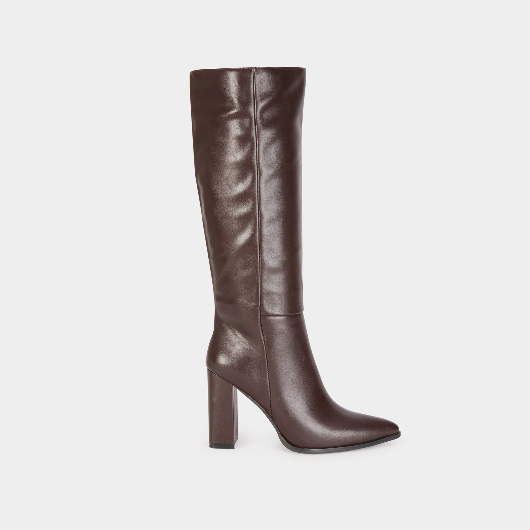 bottes a talons et bouts pointus marron fonce femme Bottes à talons et bouts pointus marron foncé femme
