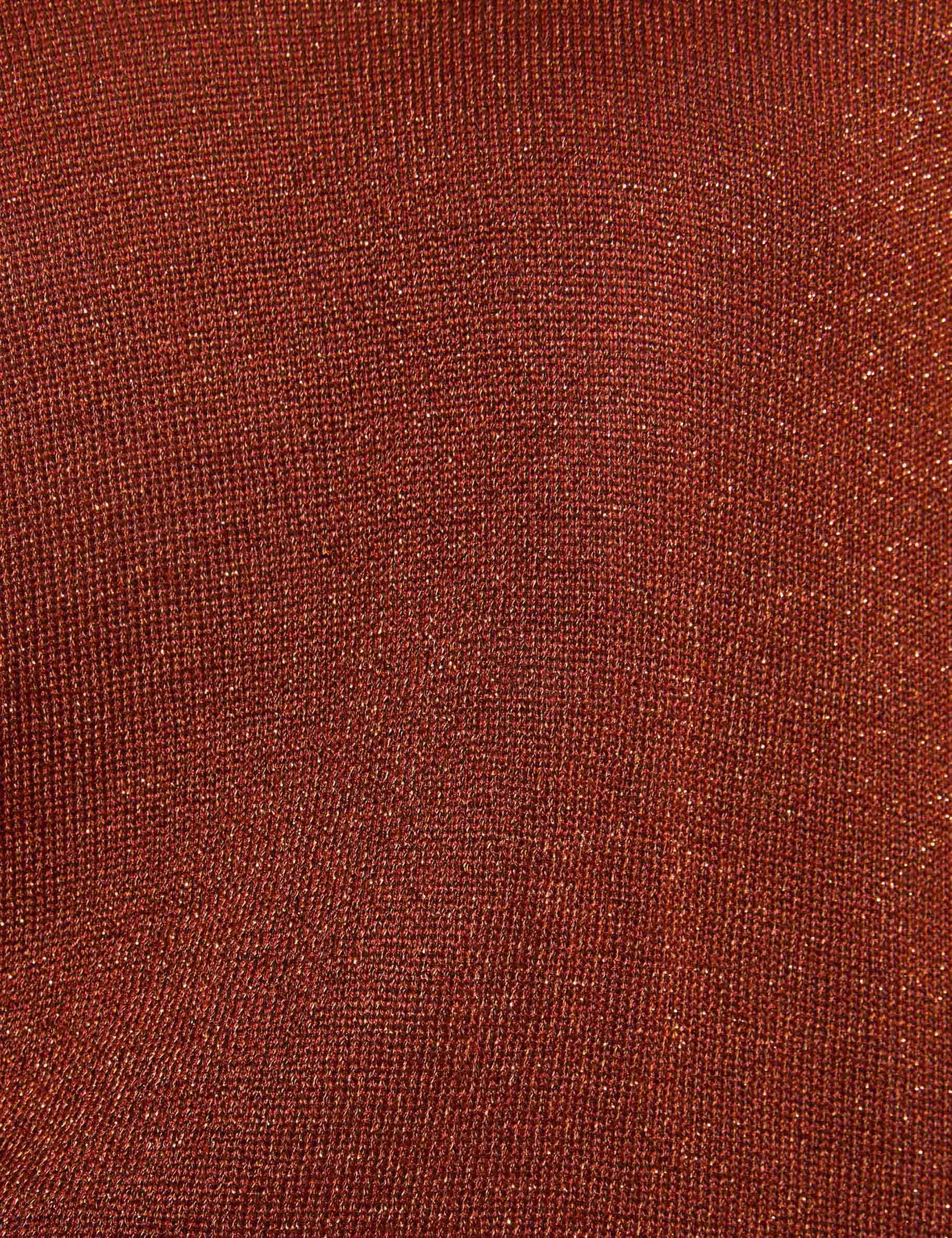 Pull oversize col v marron cognac femme