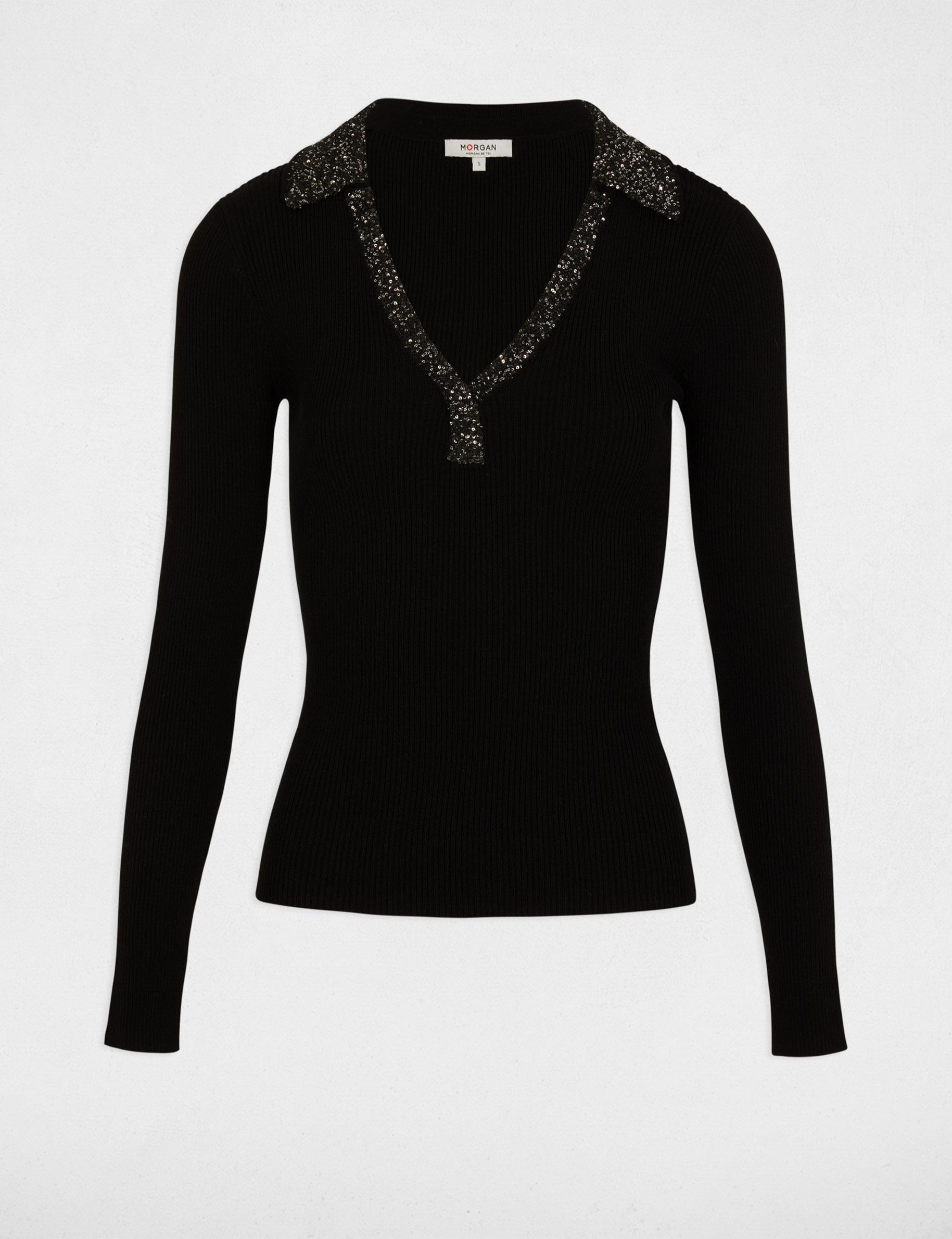 pull col details bijoux noir femme Pull col détails bijoux noir femme