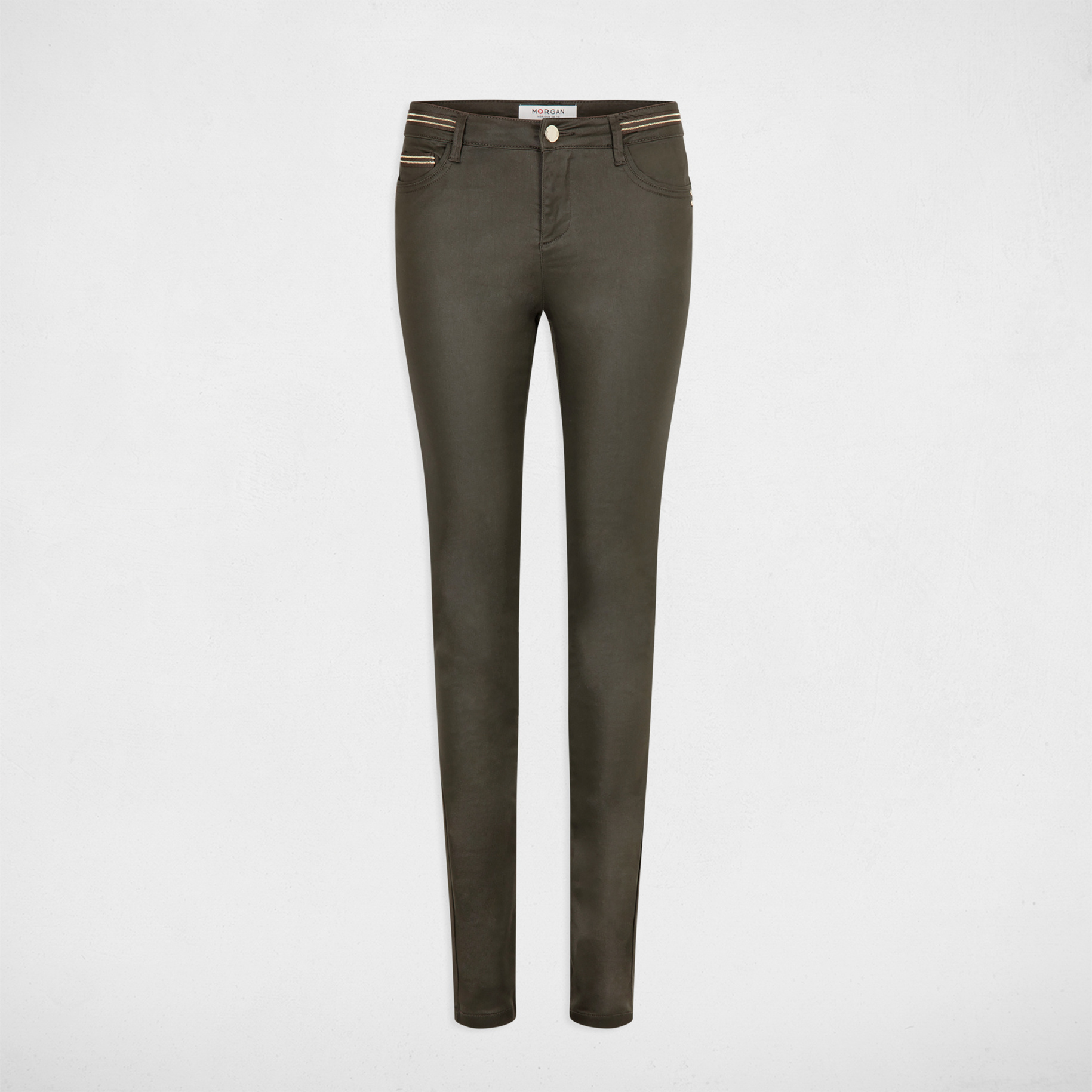 gecoate slimfit broek donker groen vrouw Gecoate slimfit broek donker groen vrouw