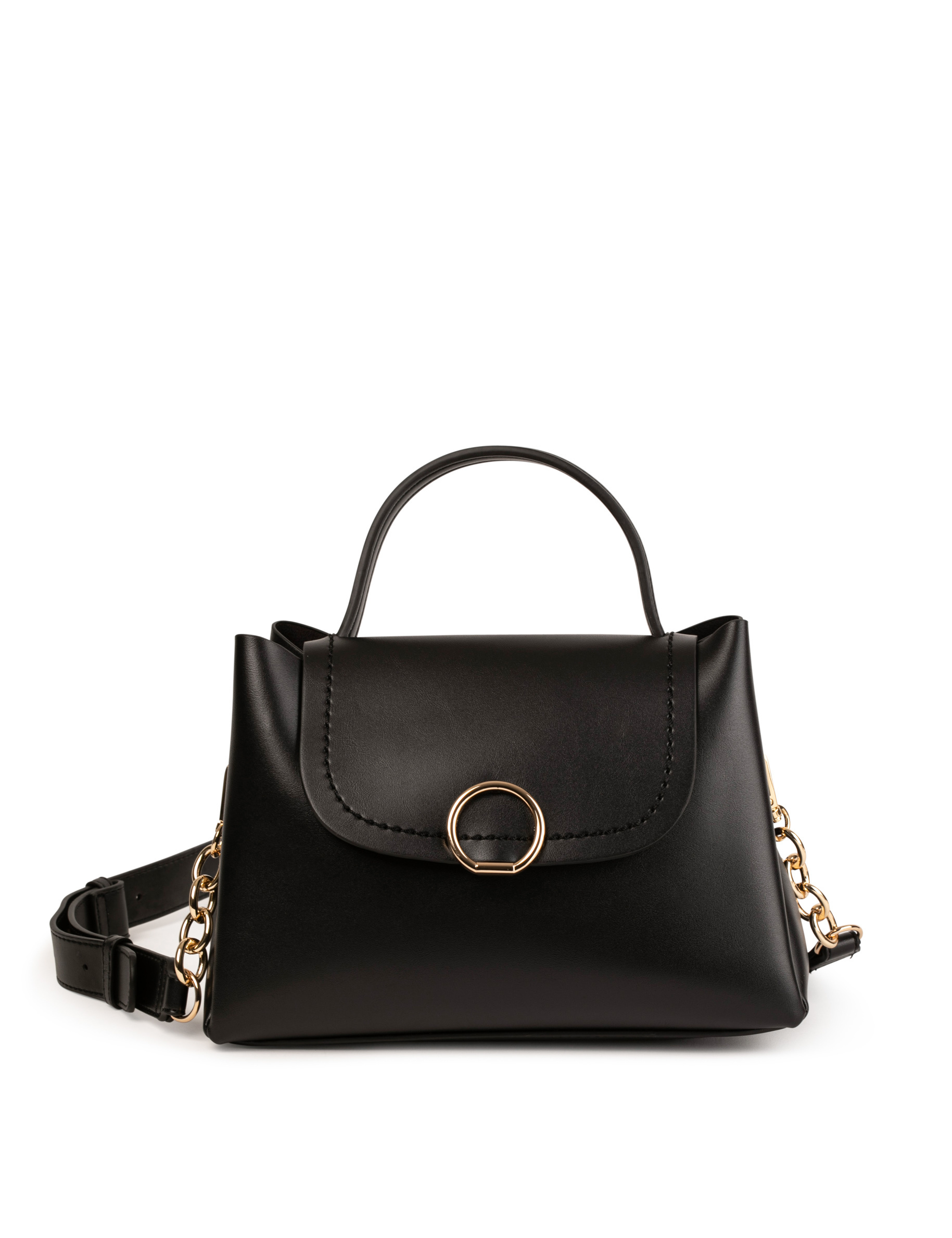 Sac rectangulaire &agrave; rabat noir femme