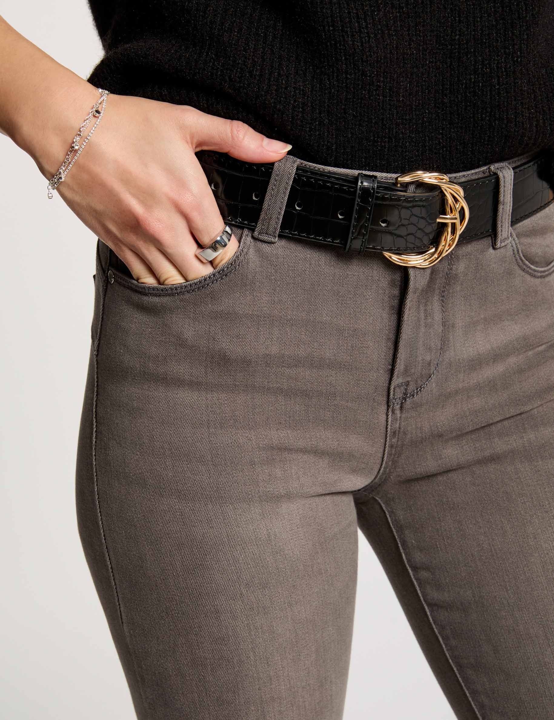 Jeans slim taille standard &agrave; poches gris moyen femme