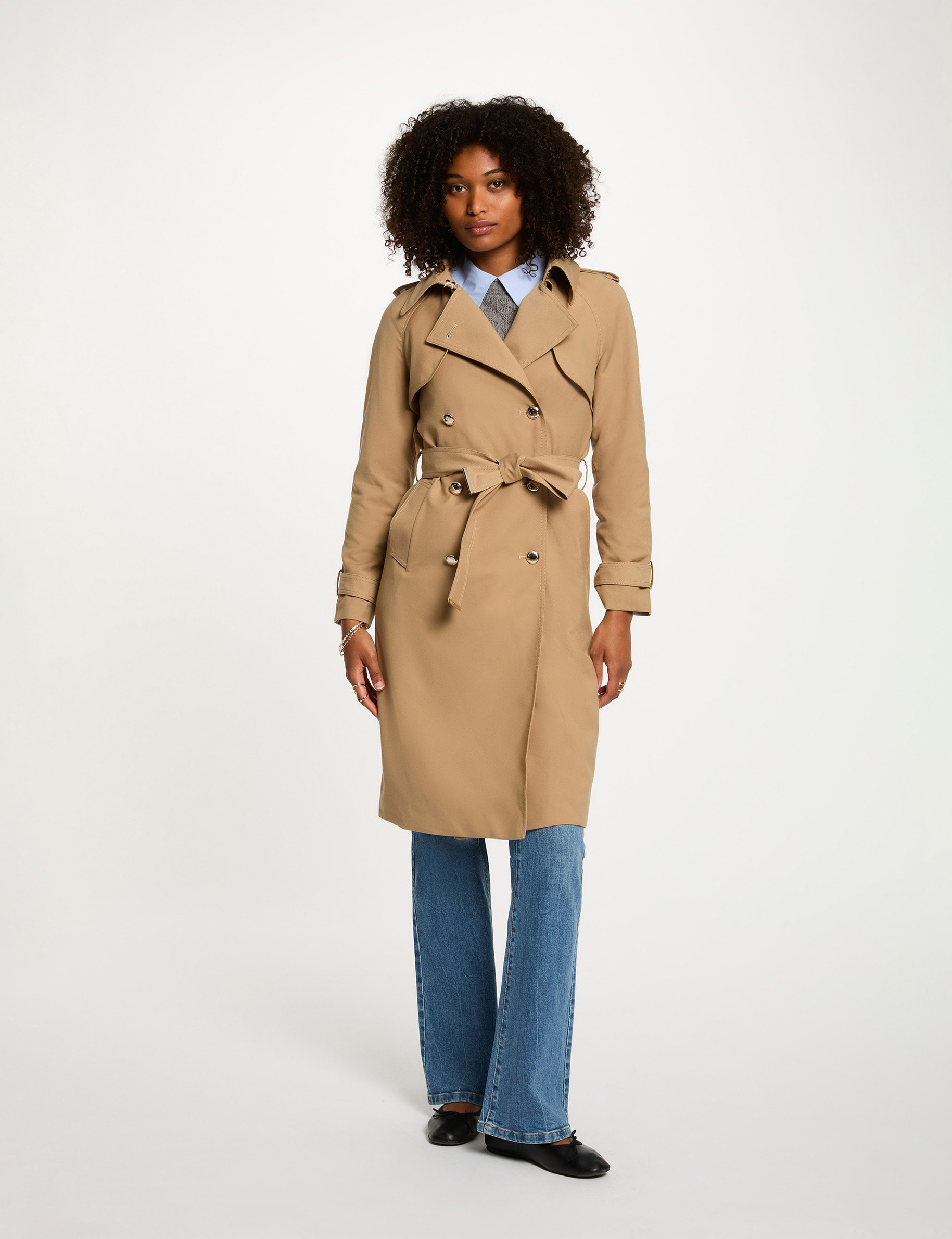 trench long col tailleur beige femme beige vrouw