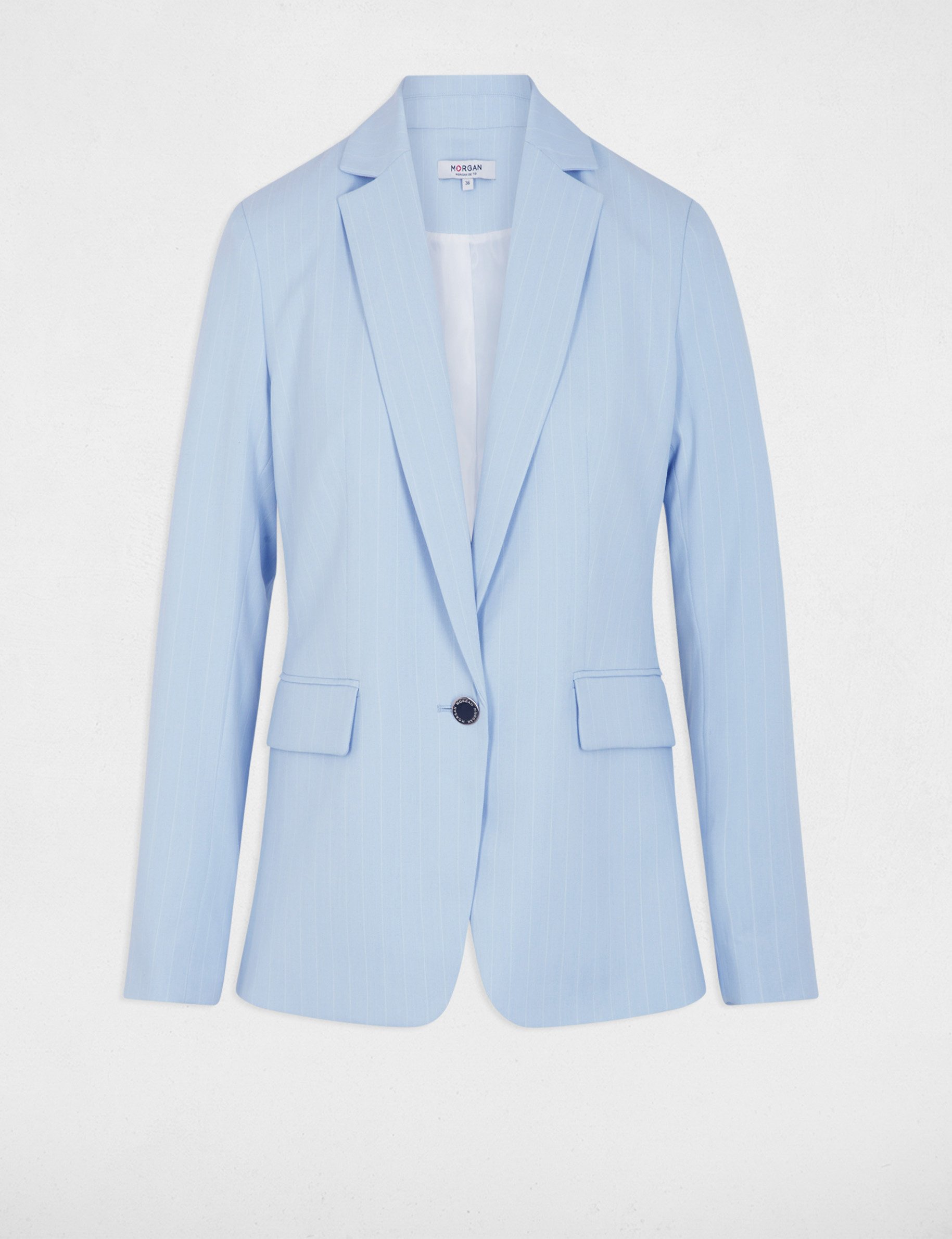 Veste ajust&eacute;e rayures bleu ciel femme