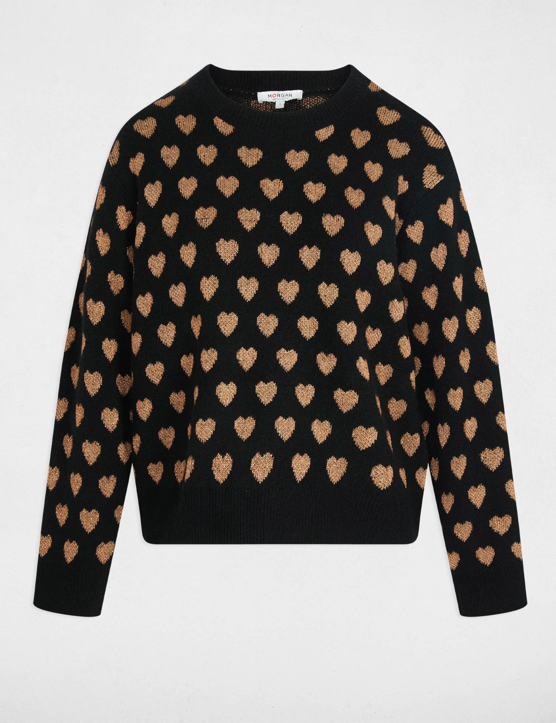pull col rond imprime noir femme Pull col rond imprimé noir femme
