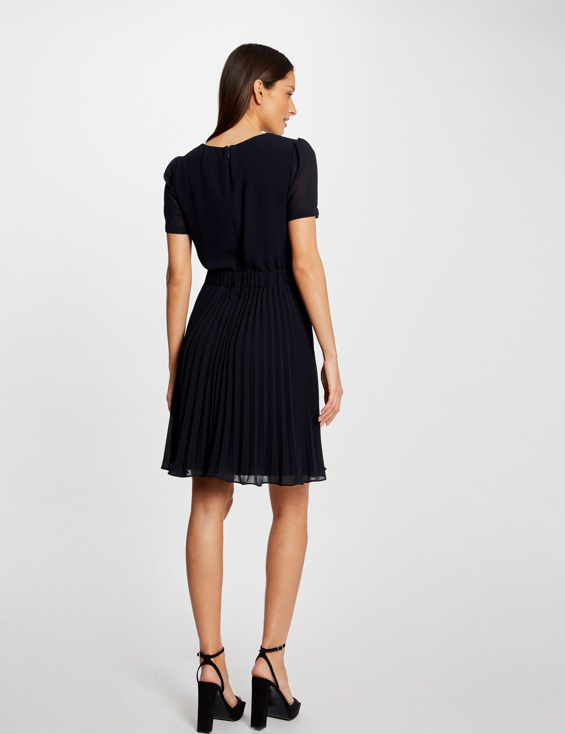 Robe patineuse bas plissé marine femme Robe patineuse bas plissé marine femme