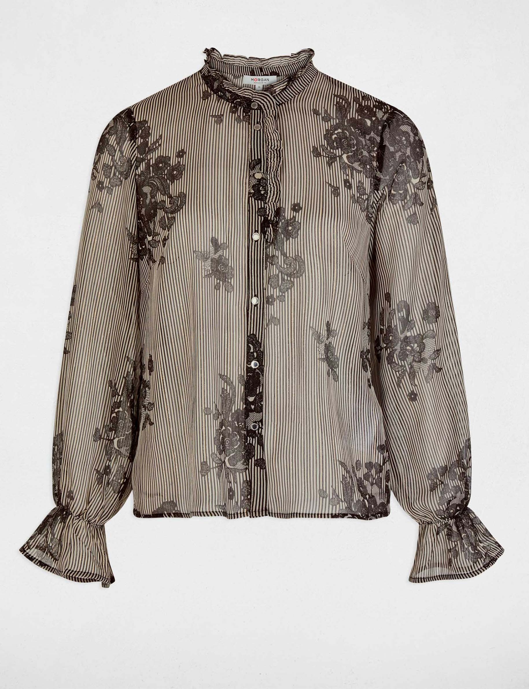 Bedrukte blouse met opstaande kraag meerkleurig vrouw