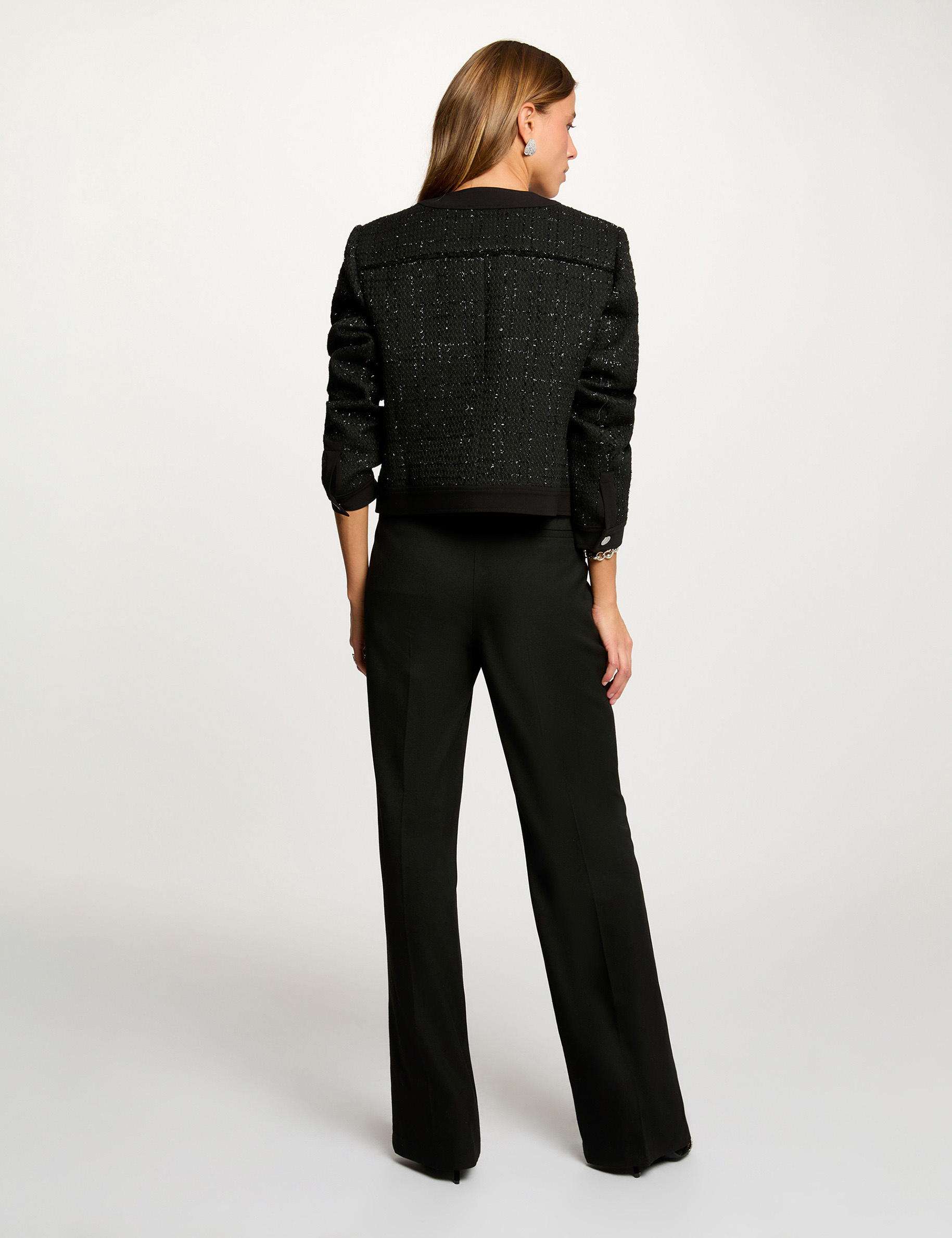pantalon flare a pinces noir femme Pantalon flare à pinces noir femme